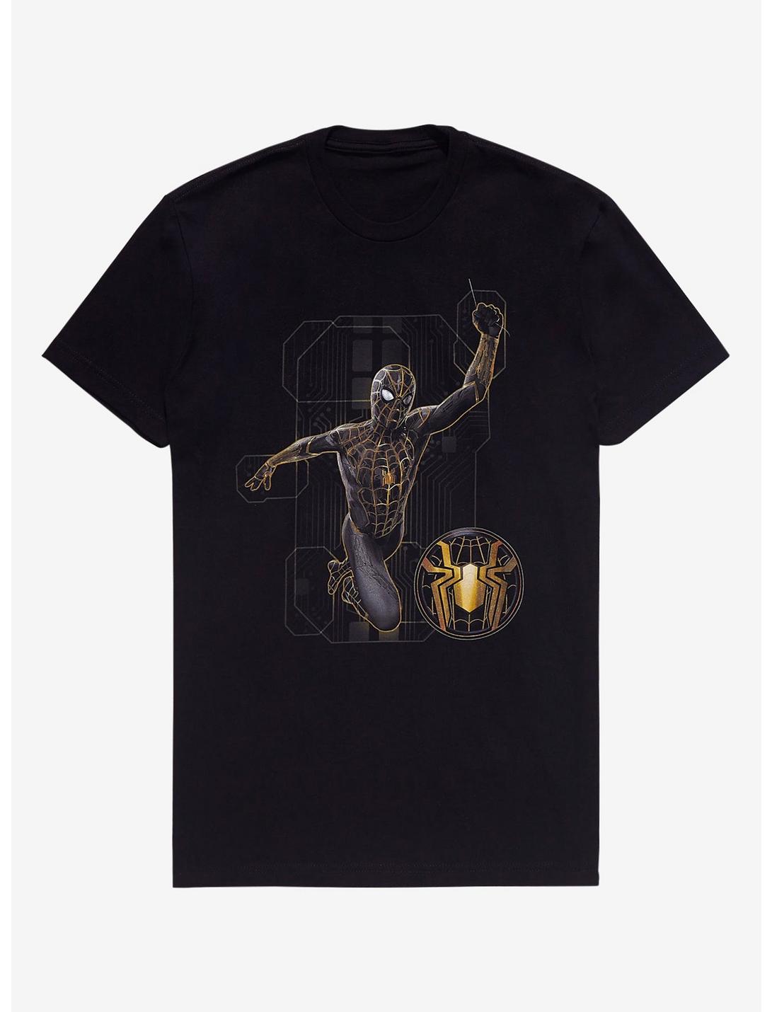 Marvel Spider-Man: No Way Home Black & Gold Suit Spider-Man T-Shirt - BoxLunch Exclusive, BLACK, hi-res