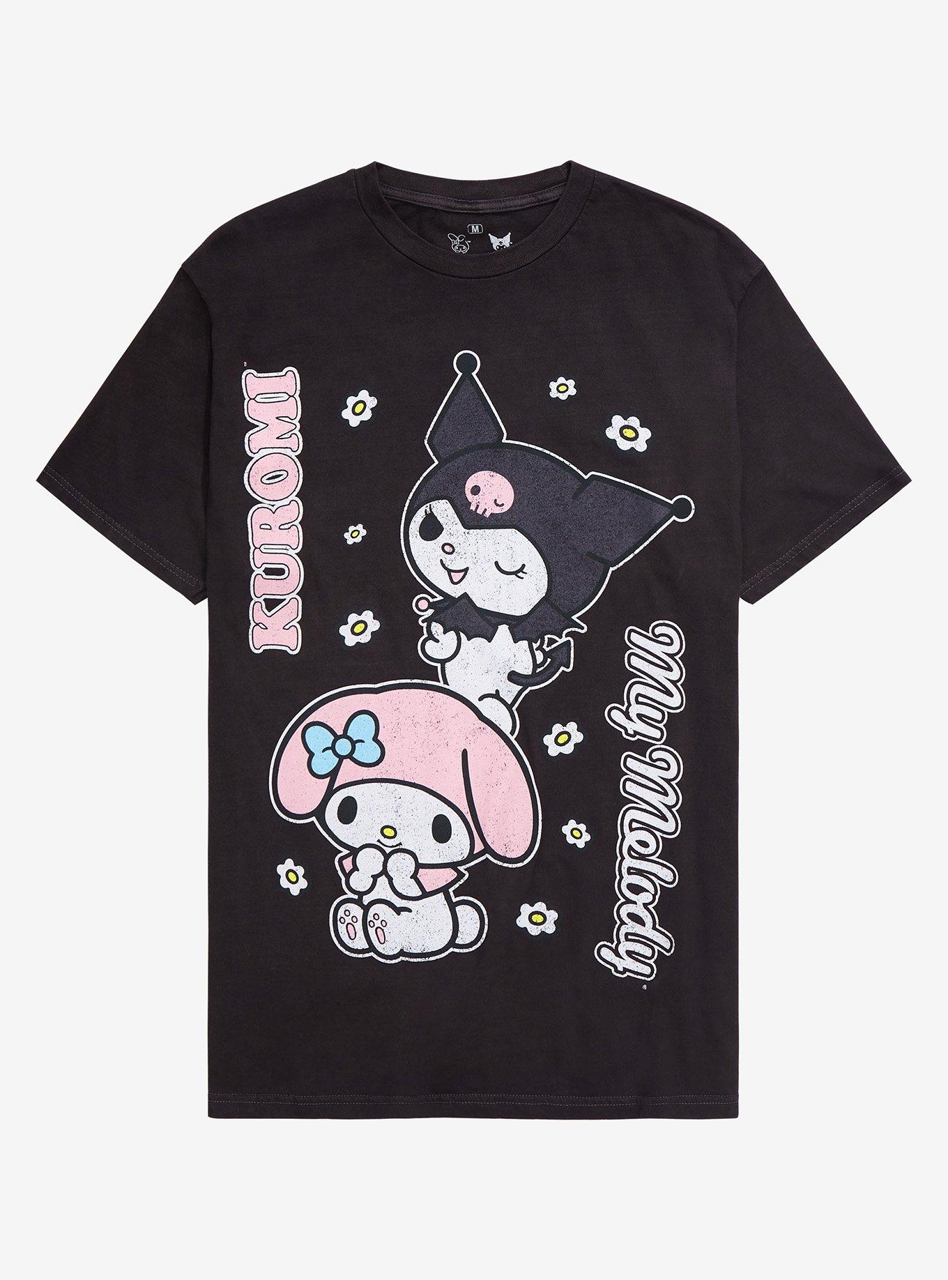 Sanrio Kuromi & My Melody Floral T-Shirt - BoxLunch Exclusive, BLACK, hi-res