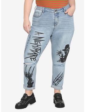 A Nightmare On Elm Street Destructed Mom Jeans Plus Size, , hi-res