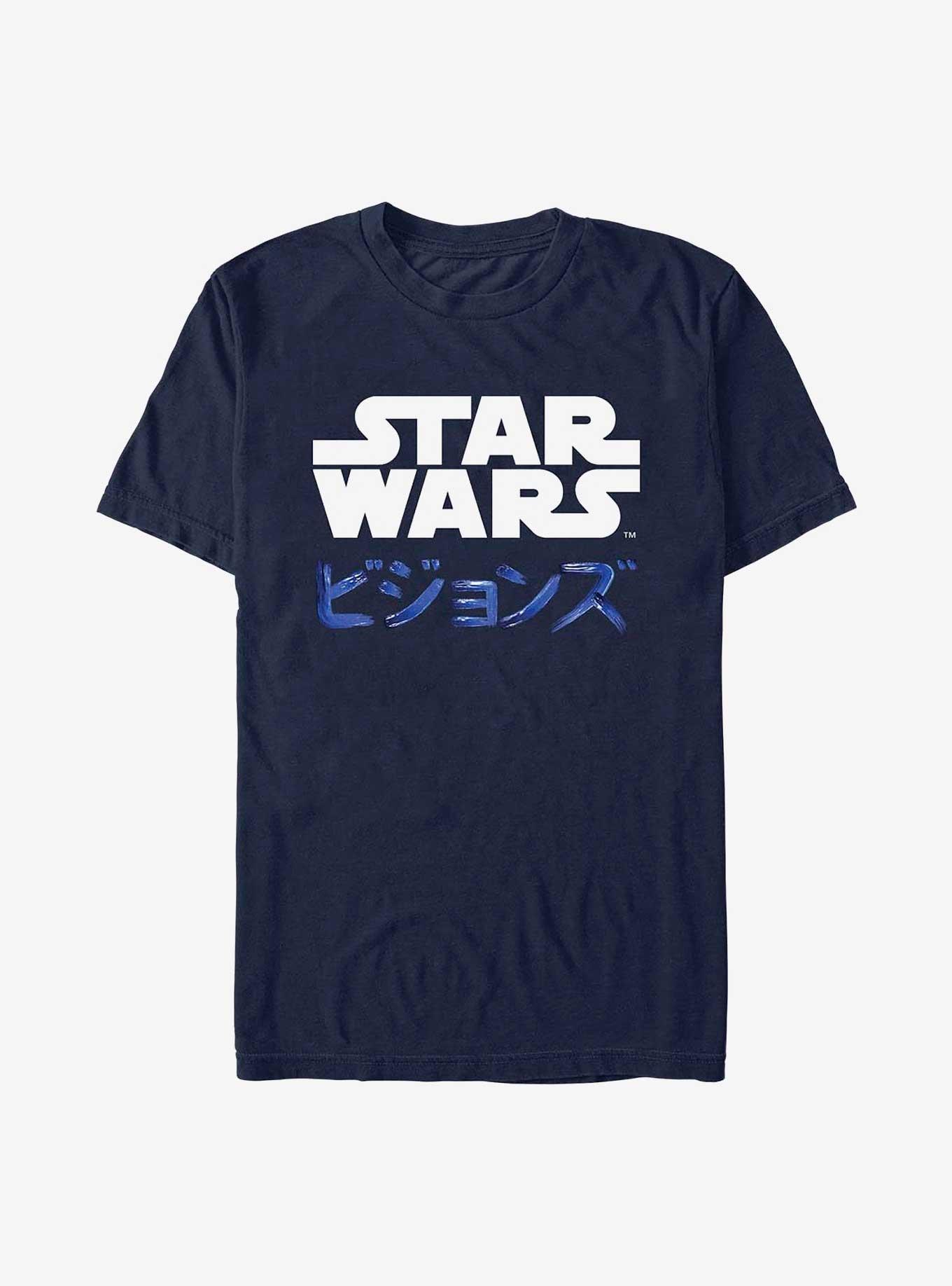 Star Wars: Visions Japanese Text Logo T-Shirt, NAVY, hi-res
