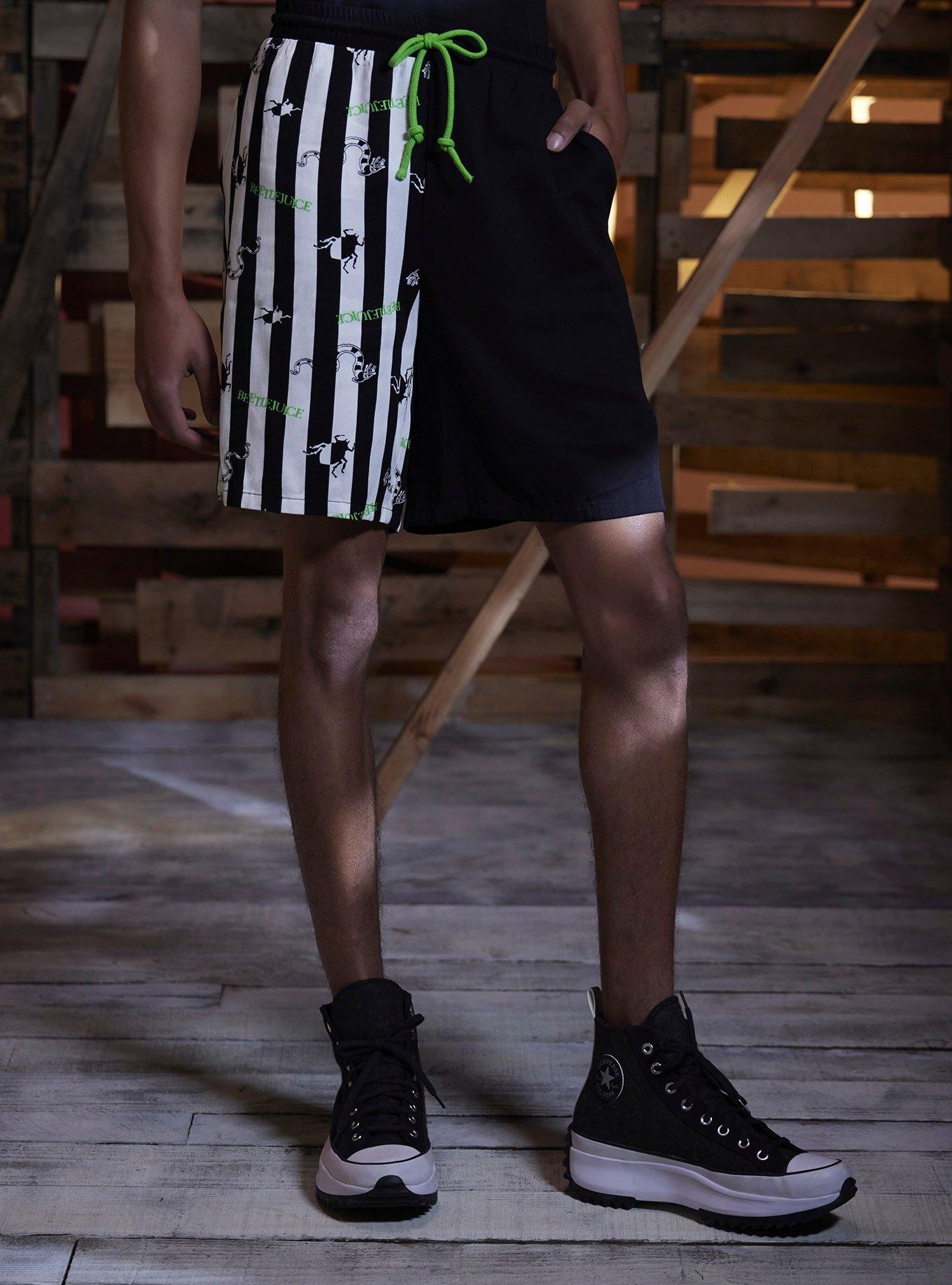 Beetlejuice Stripe Split Resort Shorts, MULTI, hi-res