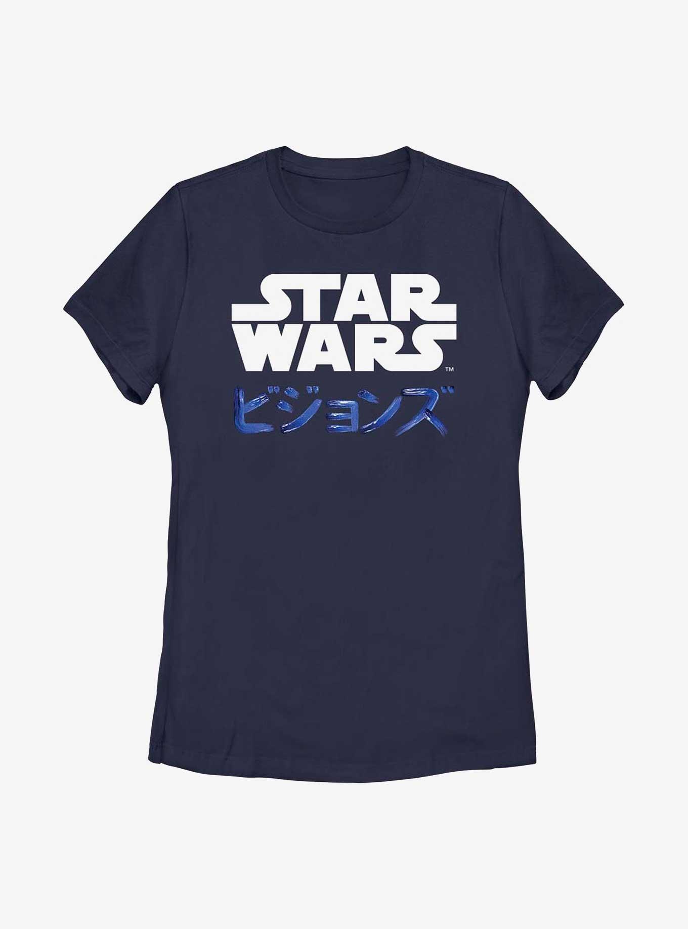 Star Wars: Visions Japanese Text Logo Womens T-Shirt, NAVY, hi-res