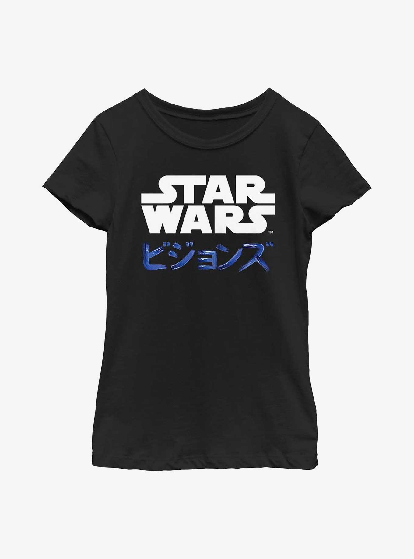 Star Wars: Visions Japanese Text Logo Youth Girls T-Shirt, , hi-res