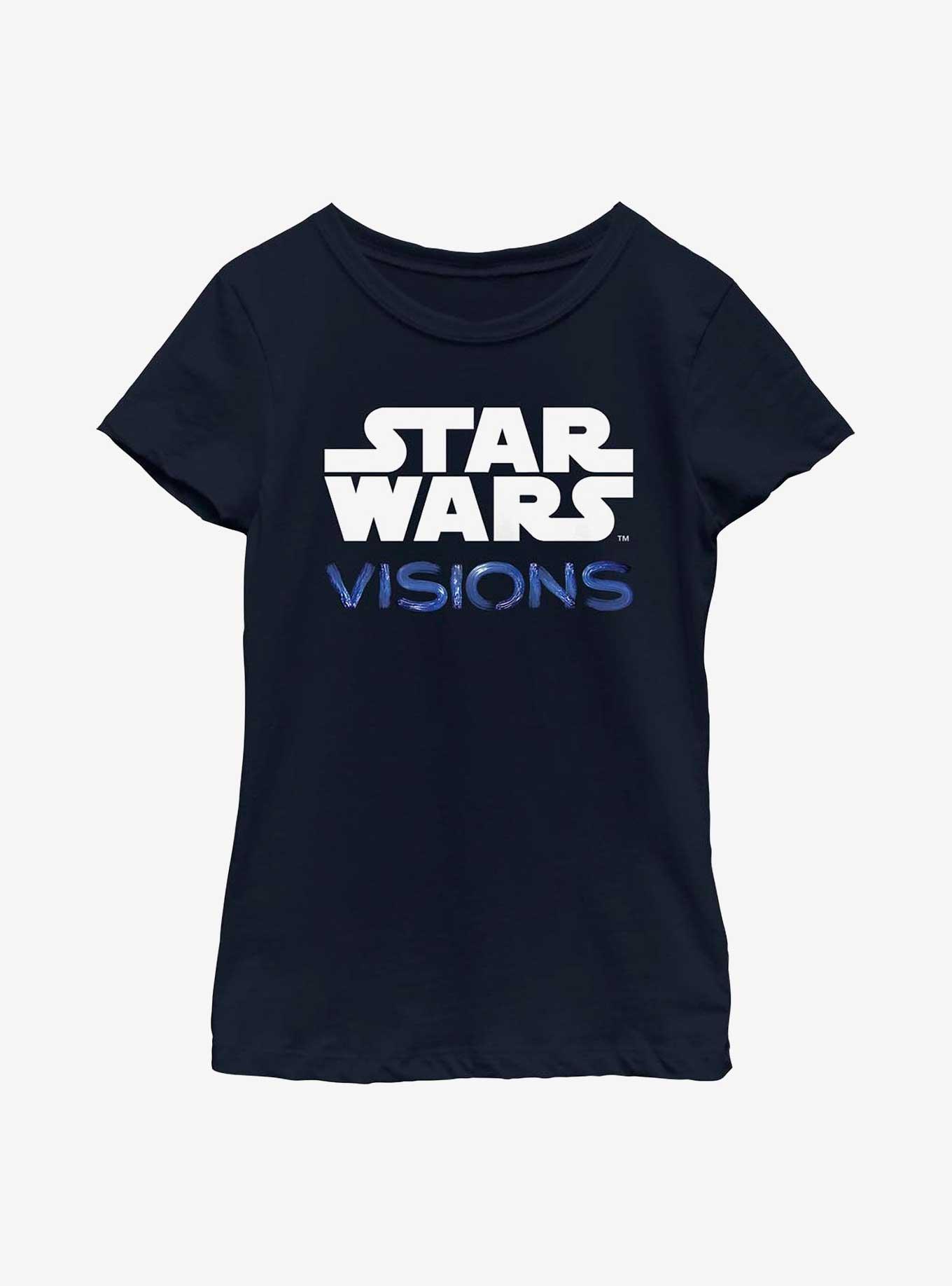 Star Wars: Visions Logo Stacked Youth Girls T-Shirt, NAVY, hi-res