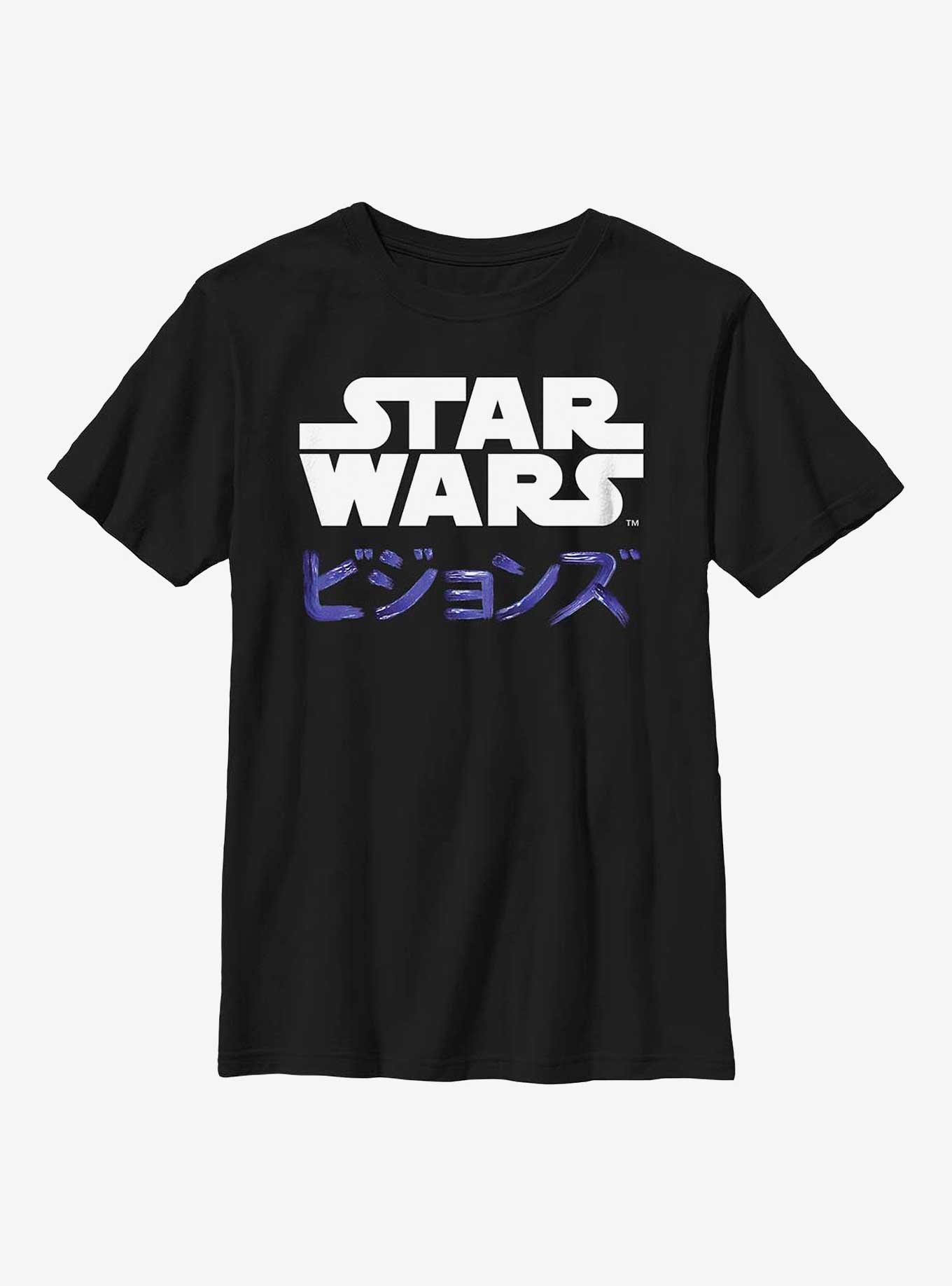 Star Wars: Visions Japanese Text Logo Youth T-Shirt, BLACK, hi-res