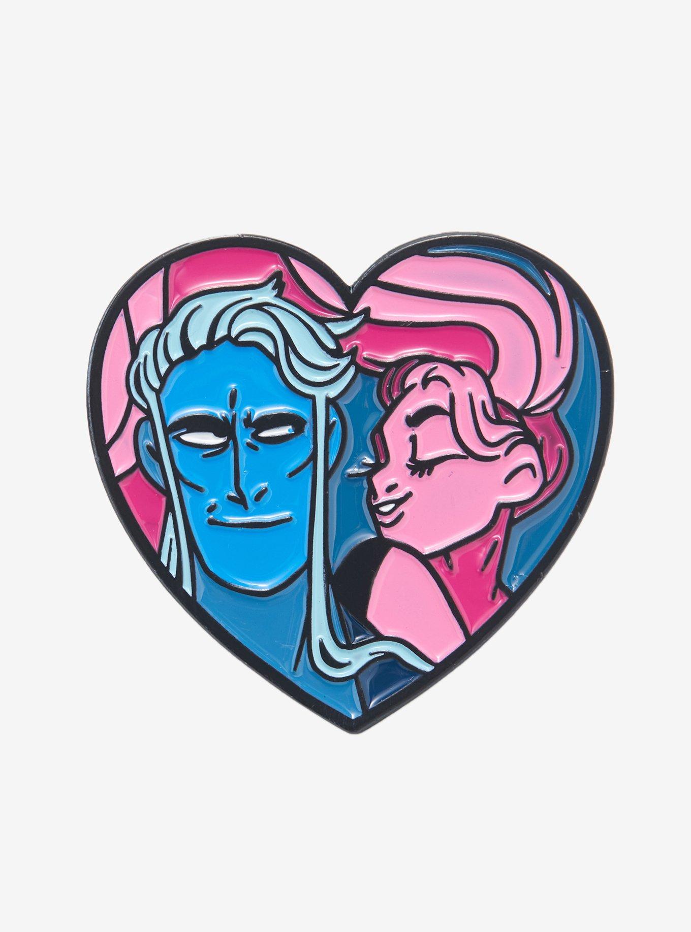 Lore Olympus Hades & Persephone Heart Enamel Pin, , hi-res