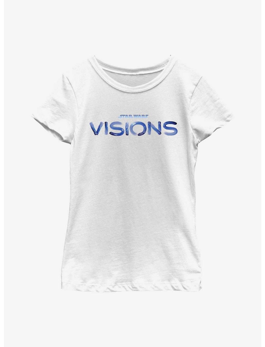 Star Wars: Visions Blue Logo Youth Girls T-Shirt, WHITE, hi-res