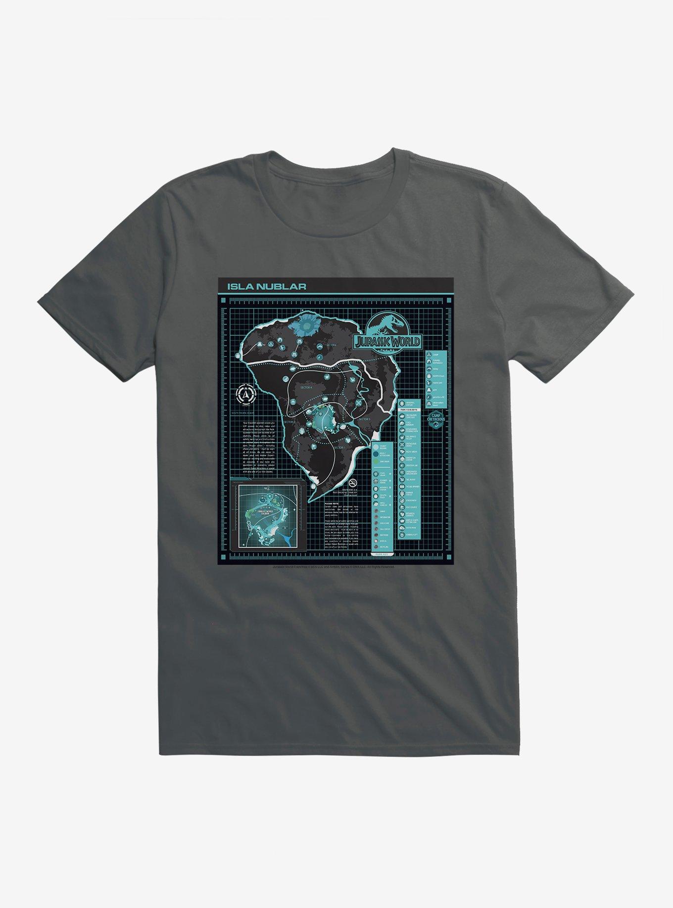 Jurassic World: Camp Cretaceous Isla Nublar Grid Map T-shirt 