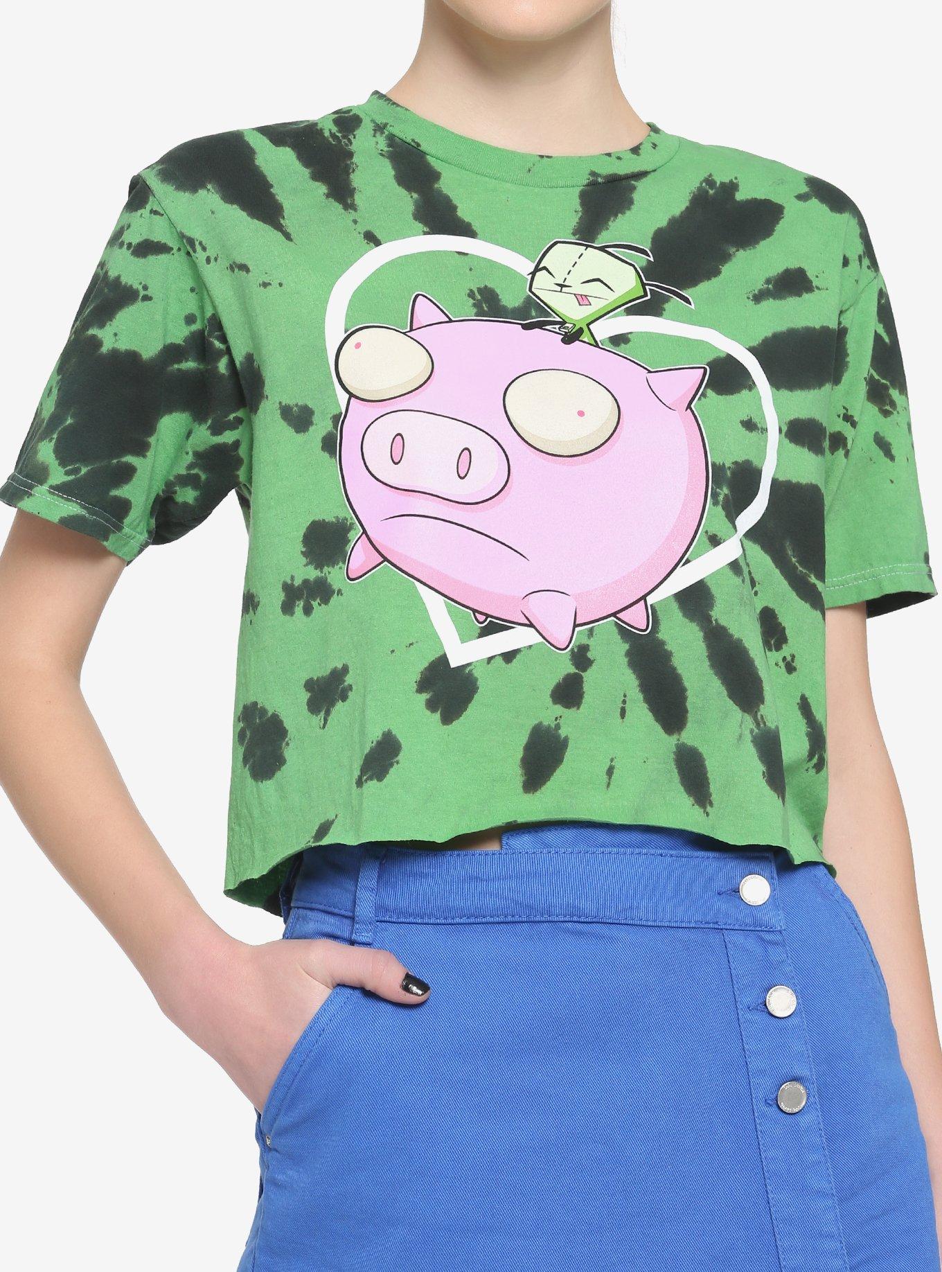 Invader Zim GIR Pig Tie-Dye Girls Crop T-Shirt, MULTI, hi-res