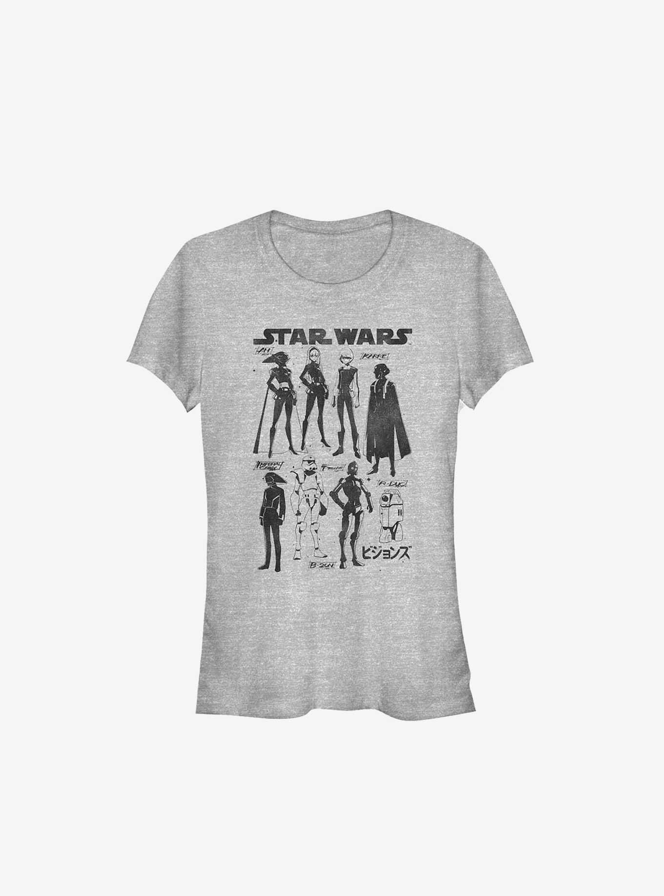 Star Wars: Visions Inked Sketched Characters Girls T-Shirt, ATH HTR, hi-res