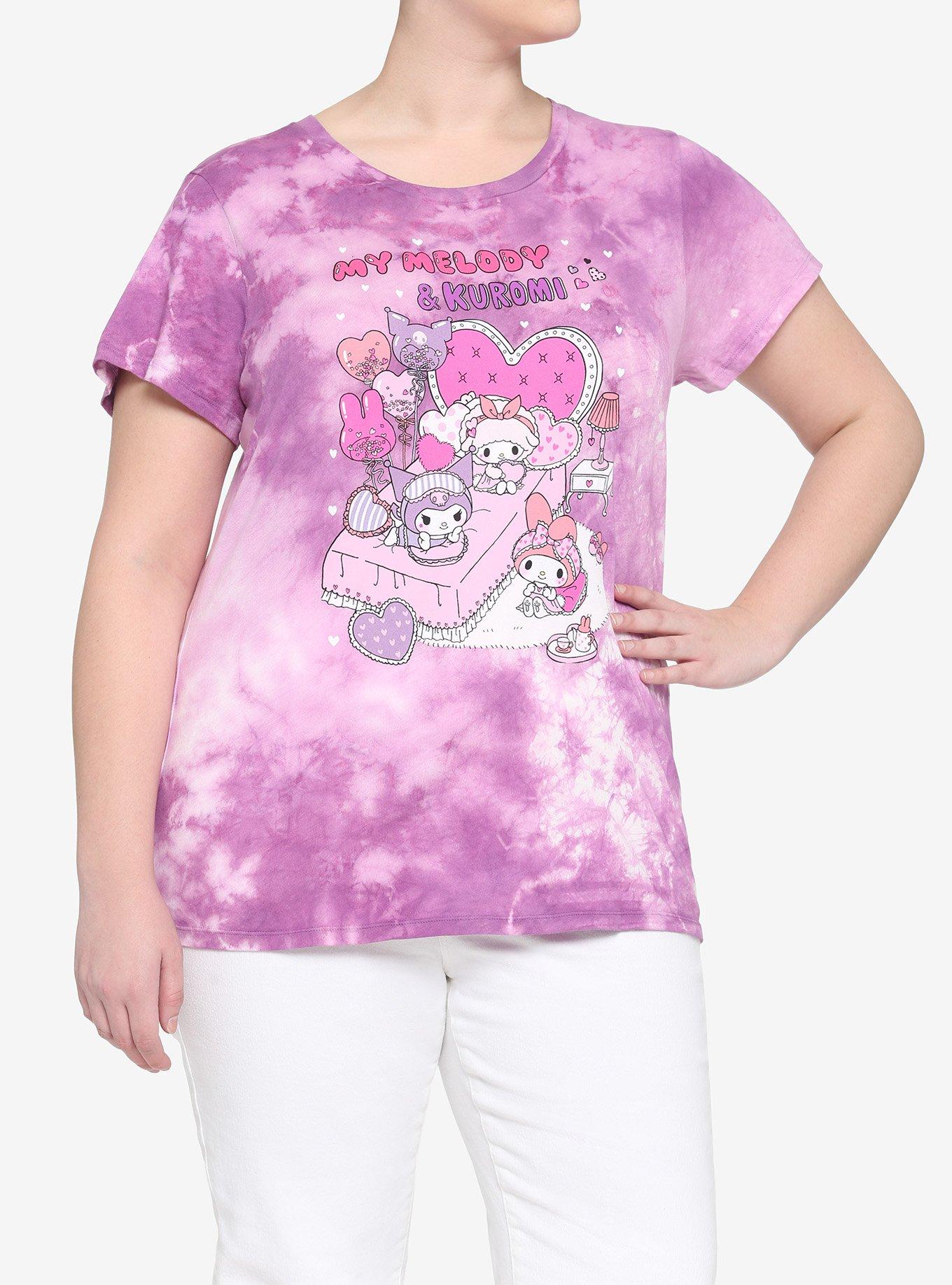 My Melody & Kuromi Black Slumber Party Pastel Boyfriend Fit Girls T-Shirt Plus Size, MULTI, hi-res