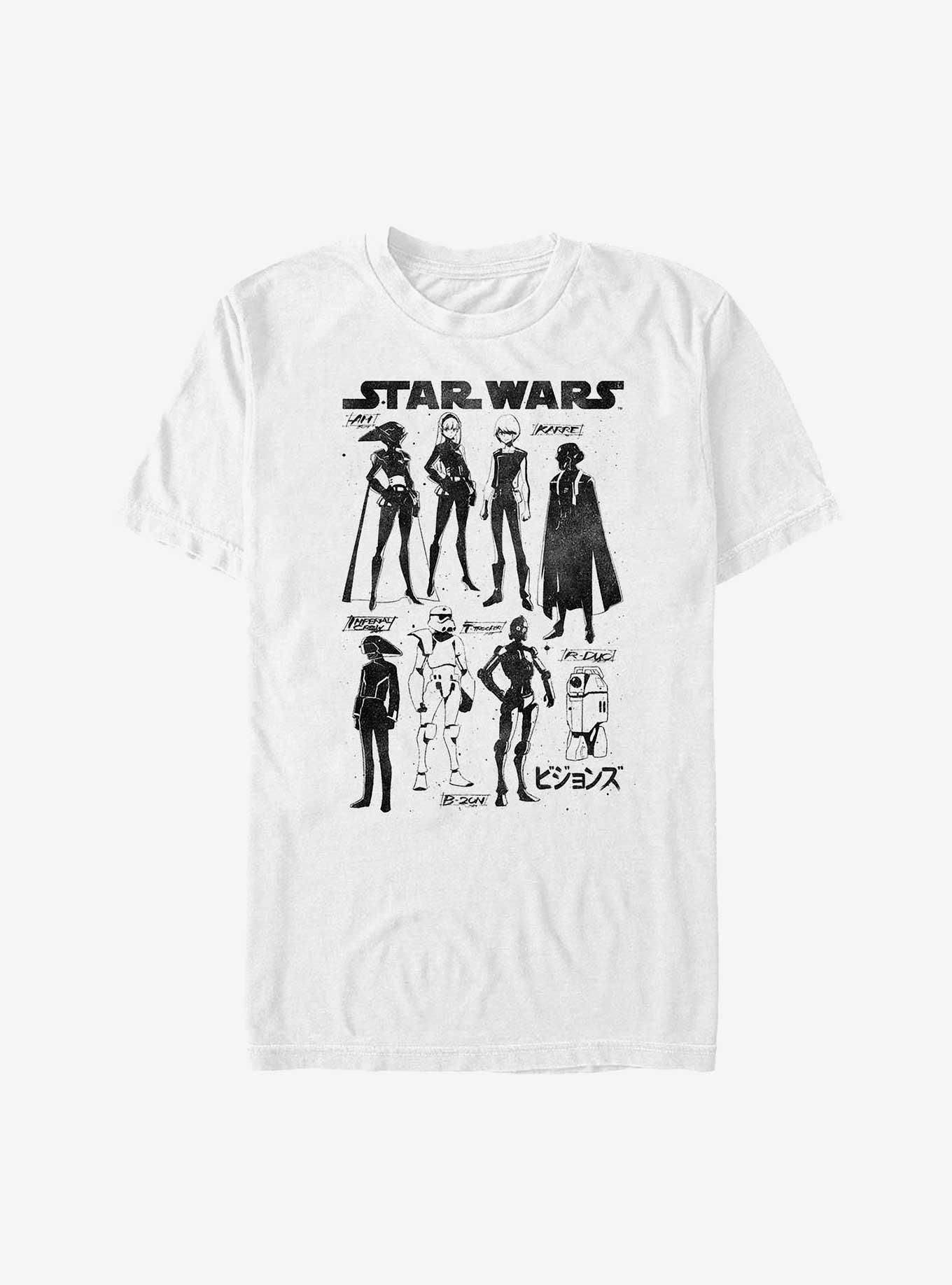 Star Wars: Visions Inked Sketched Characters T-Shirt, WHITE, hi-res