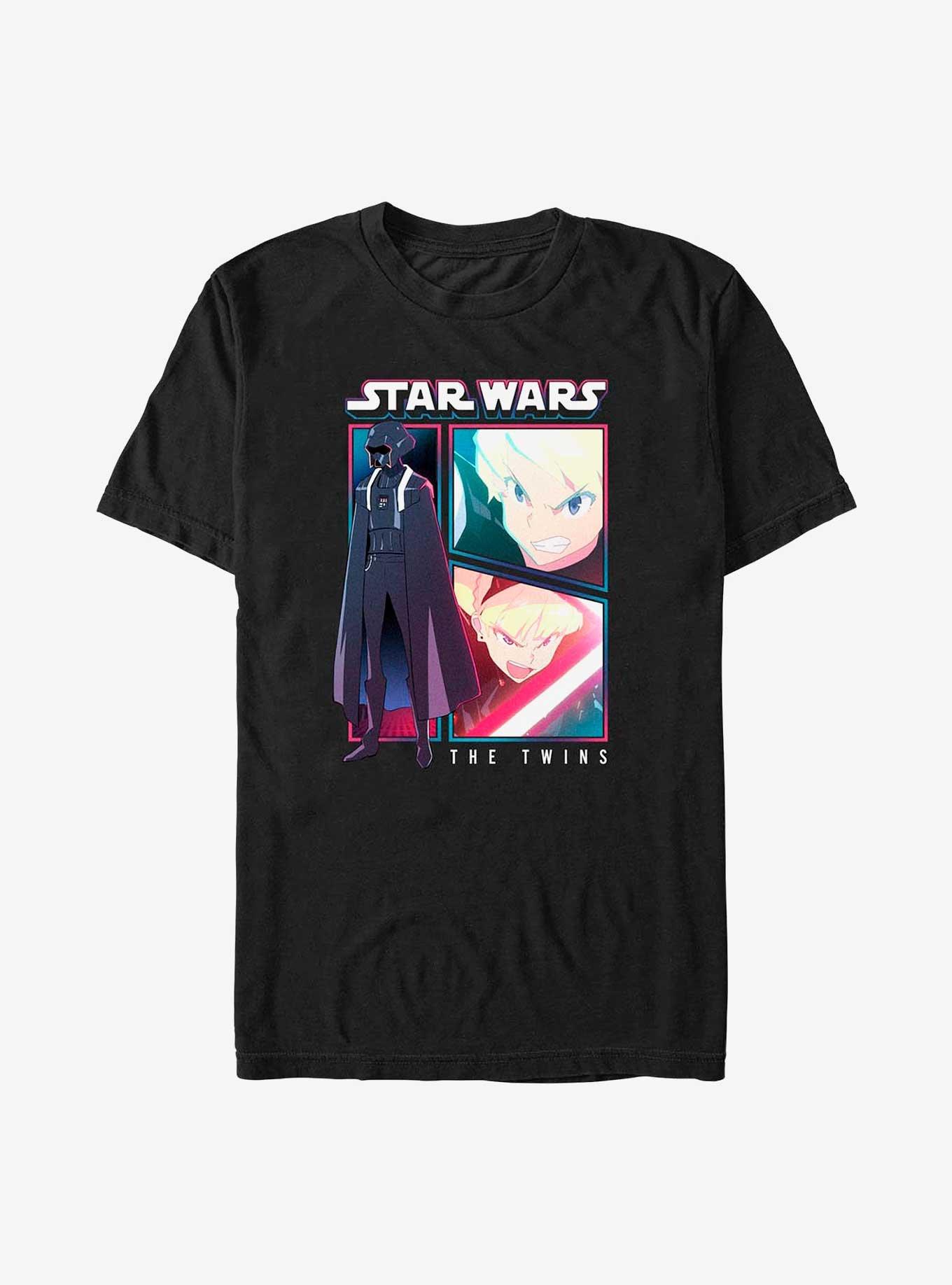 Star Wars: Visions The Twins Comic Panels T-Shirt, BLACK, hi-res