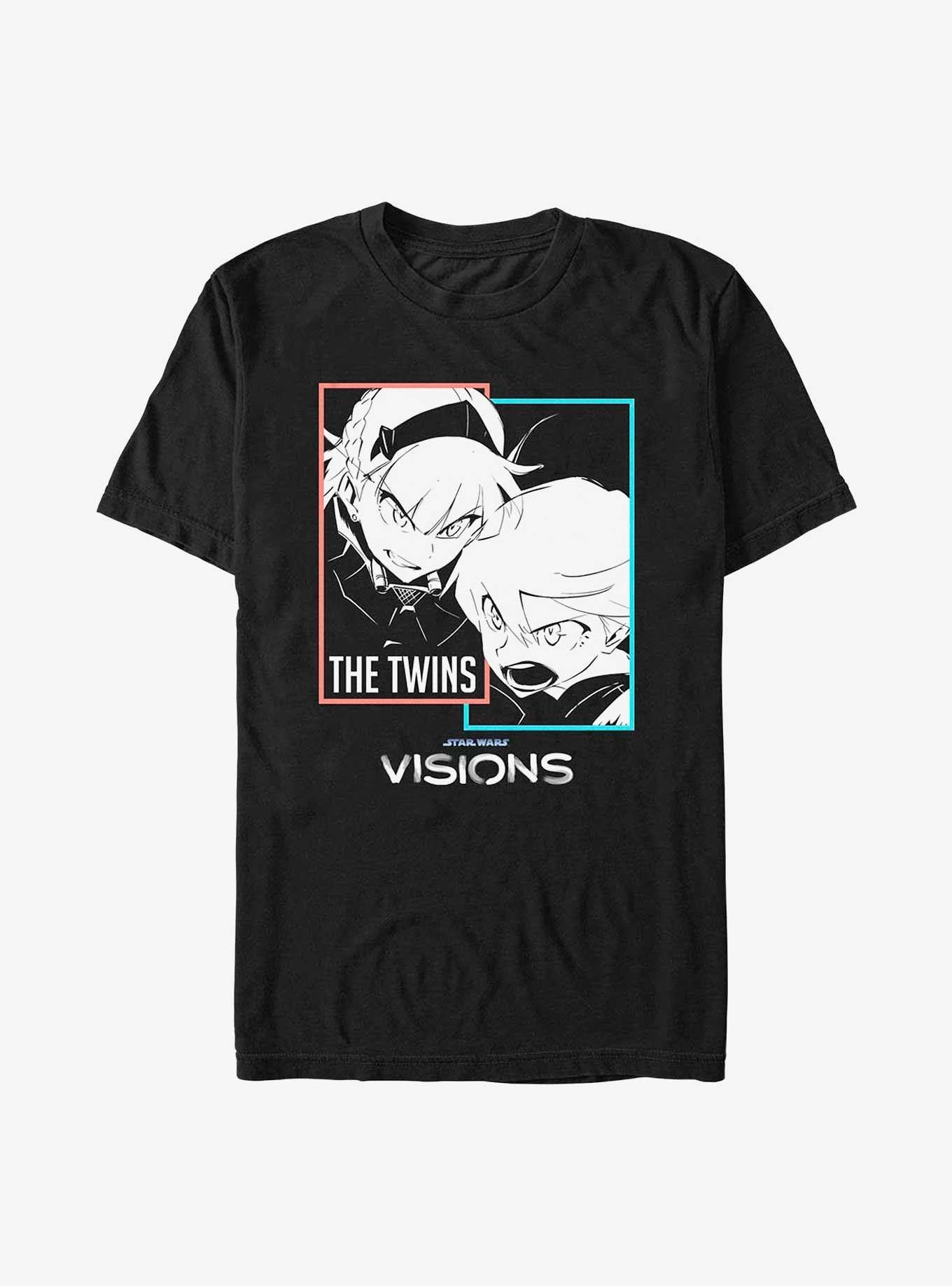Star Wars: Visions The Twins Face Panel T-Shirt, BLACK, hi-res
