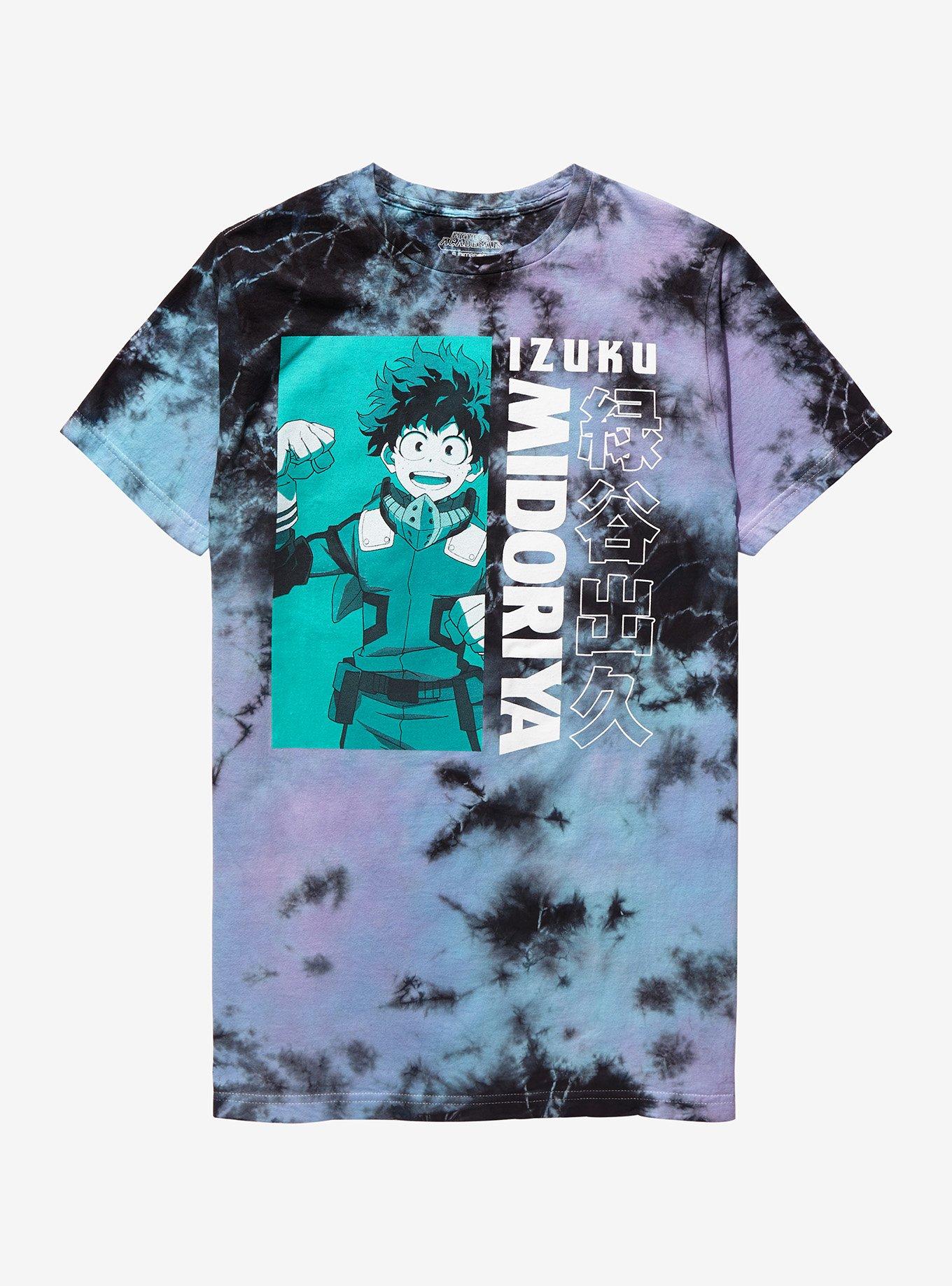 My Hero Academia Deku Purple & Green Tie-Dye Boyfriend Fit Girls T-Shirt, MULTI, hi-res