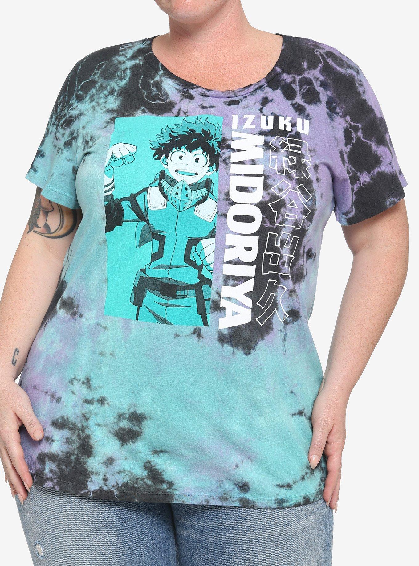My Hero Academia Deku Purple & Green Tie-Dye Girls T-Shirt Plus Size, MULTI, hi-res