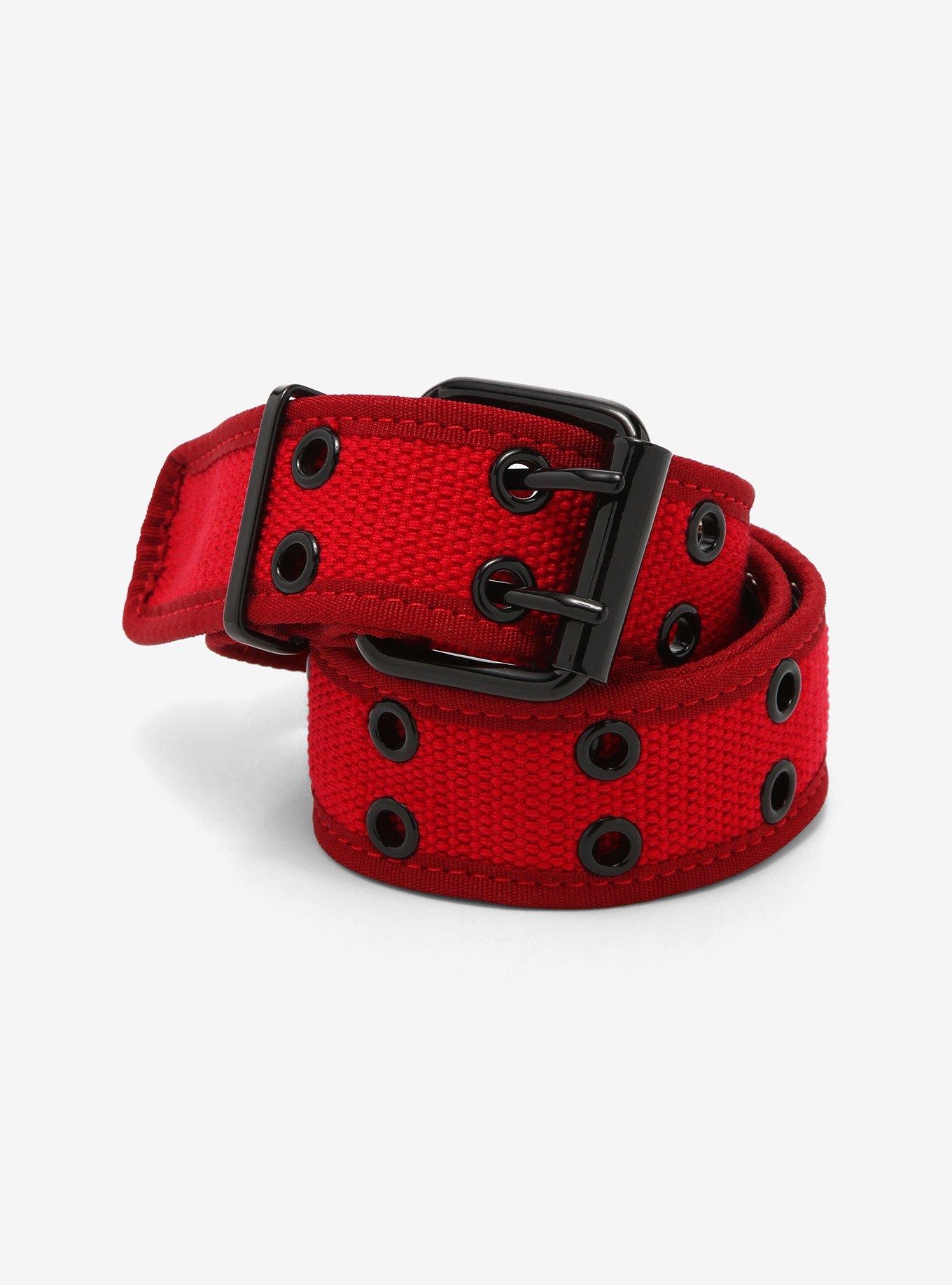 Red Two-Row Grommet Belt, RED, hi-res