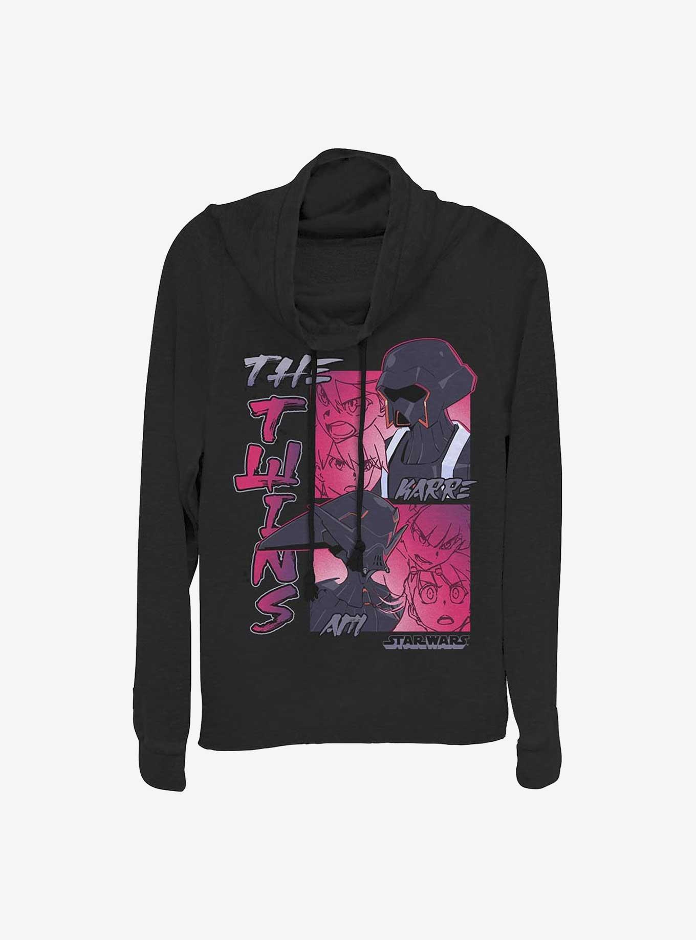 Star Wars: Visions The Twins Cowlneck Long-Sleeve Girls Top, BLACK, hi-res