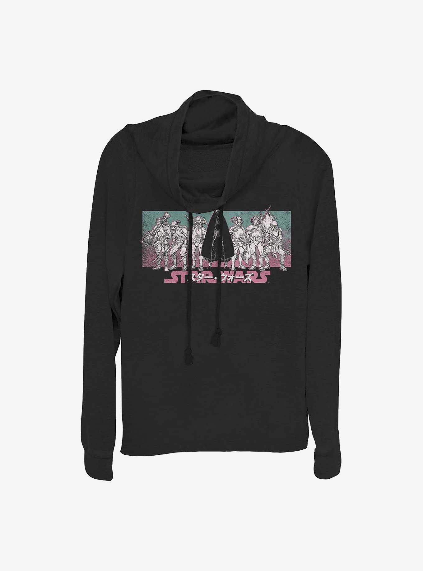 Star Wars: Visions Group Lineup Cowlneck Long-Sleeve Girls Top, BLACK, hi-res