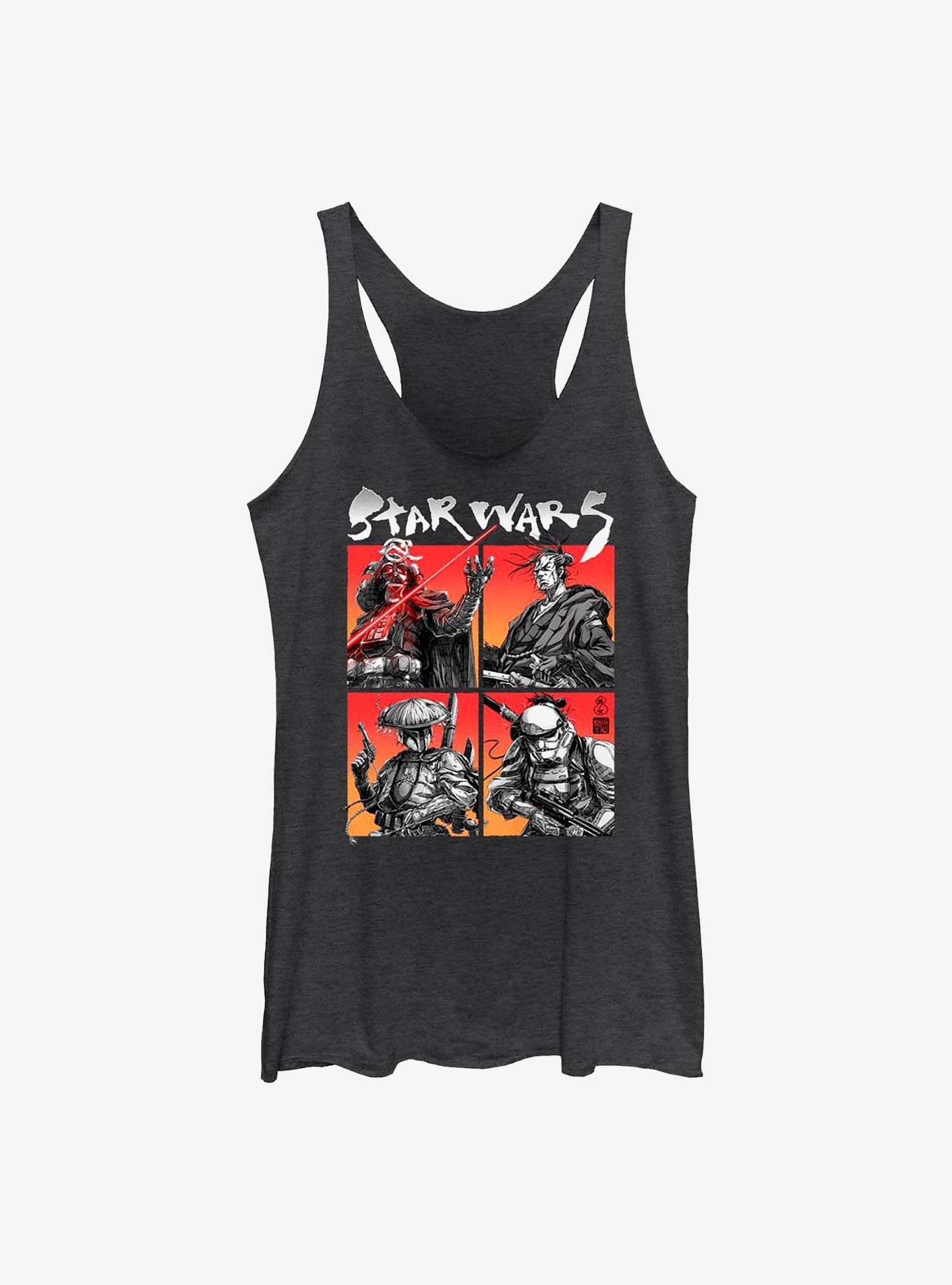 Star Wars: Visions Four Corner Panels Girls Tank, BLK HTR, hi-res