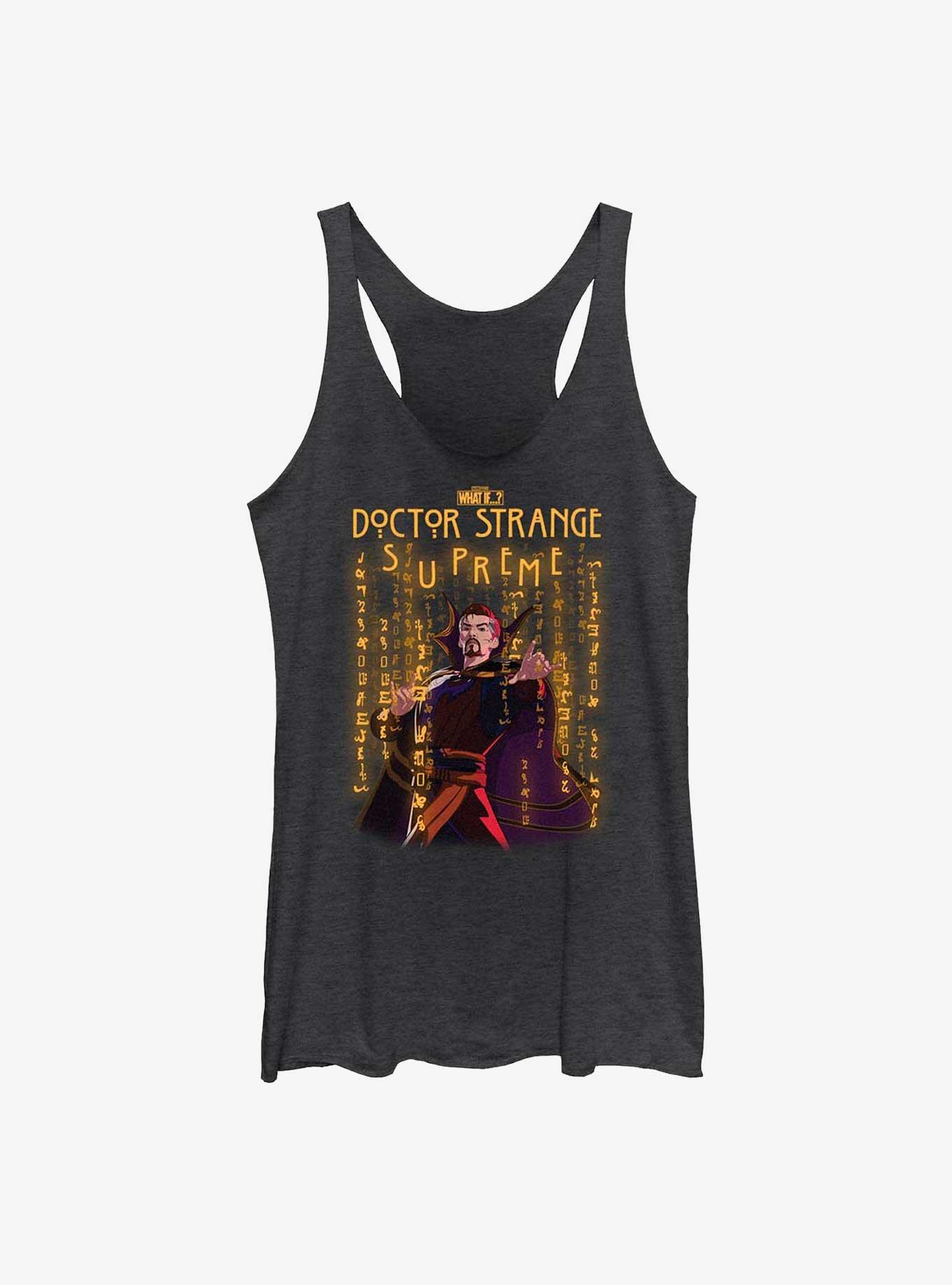 Marvel What If...? Strange Glyphs Womens Tank Top, BLK HTR, hi-res