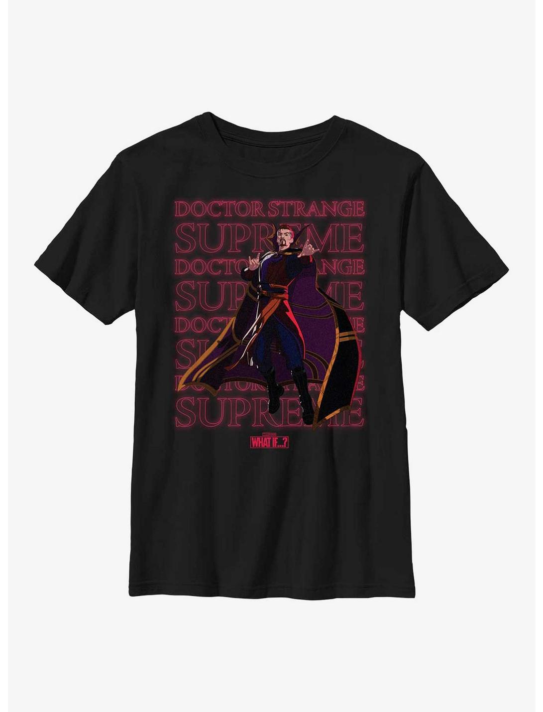 Marvel What If...? Supreme Text Stack Youth T-Shirt, BLACK, hi-res