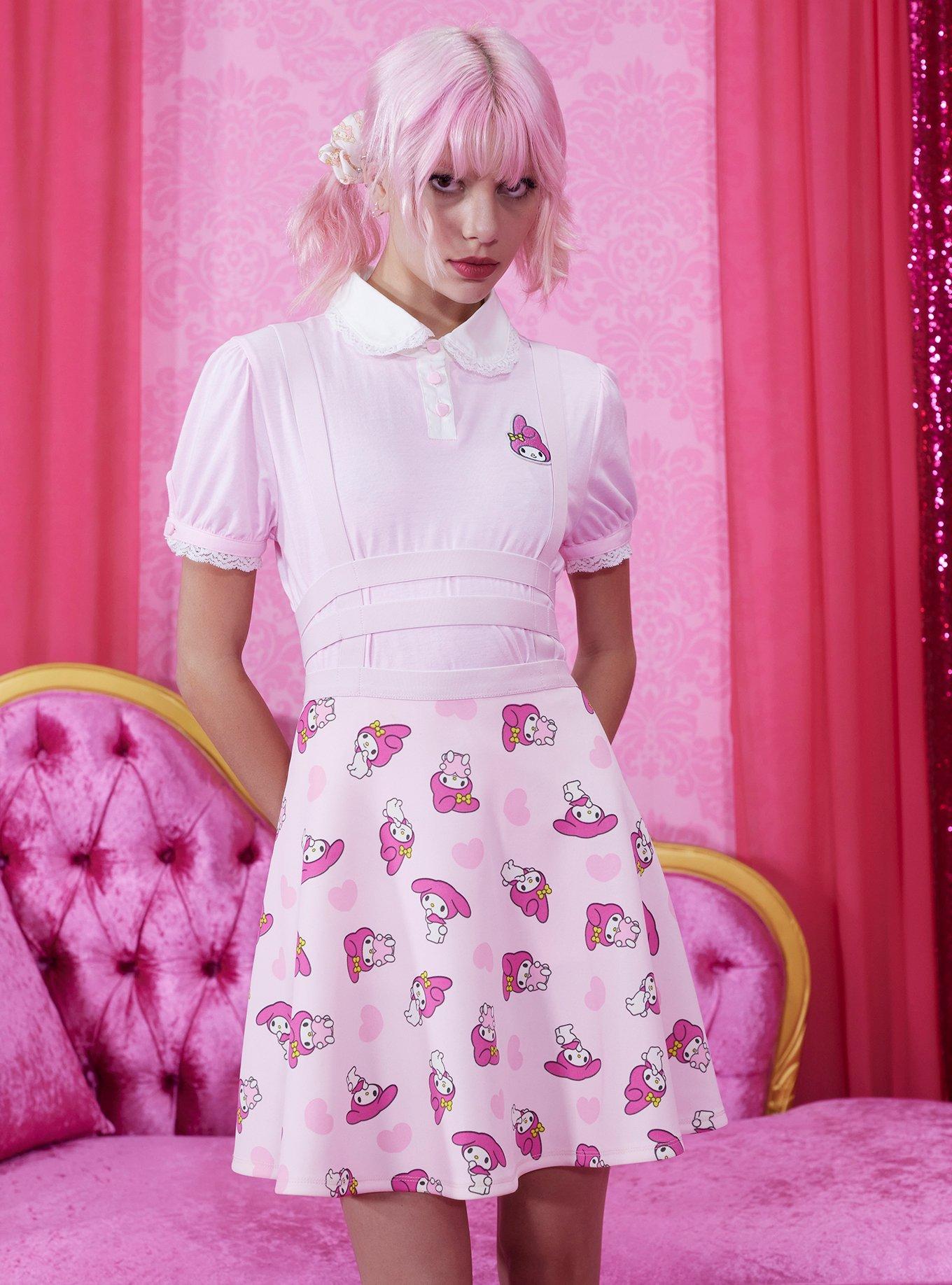 My Melody Strappy Suspender Skirt, PINK, hi-res