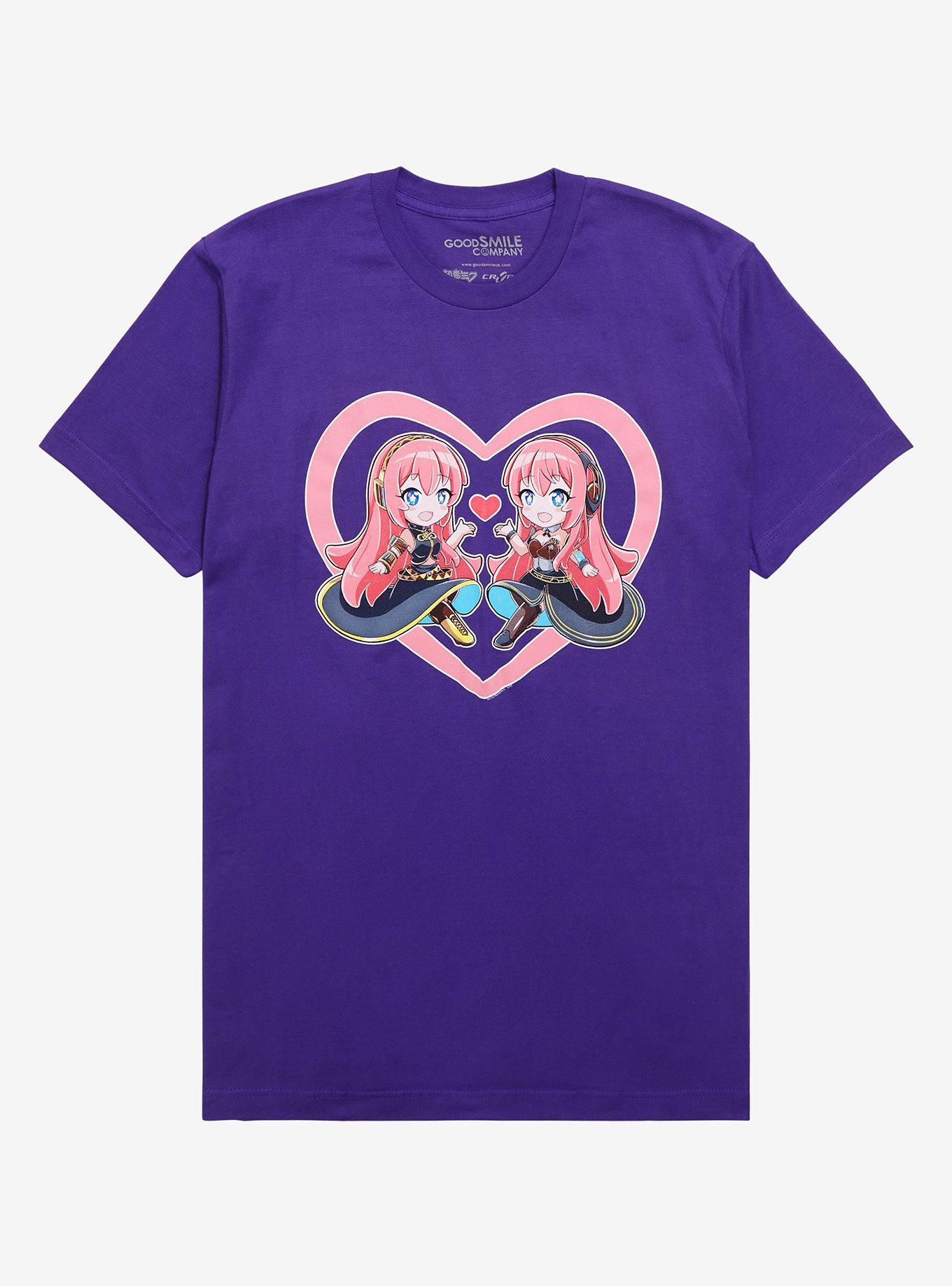 Hatsune Miku Chibi Megurine Luka Heart T-Shirt, PURPLE, hi-res