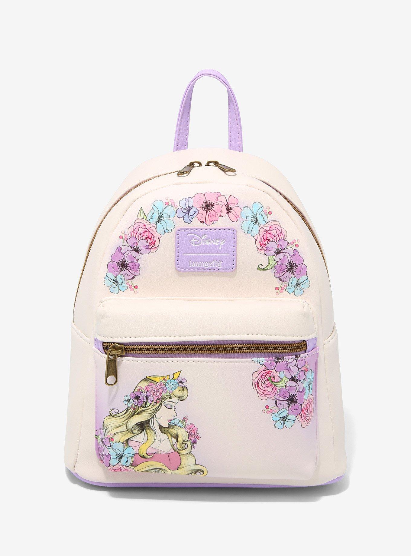 Loungefly Disney Sleeping Beauty Aurora & Phillip Floral Mini Backpack &  Pin Set