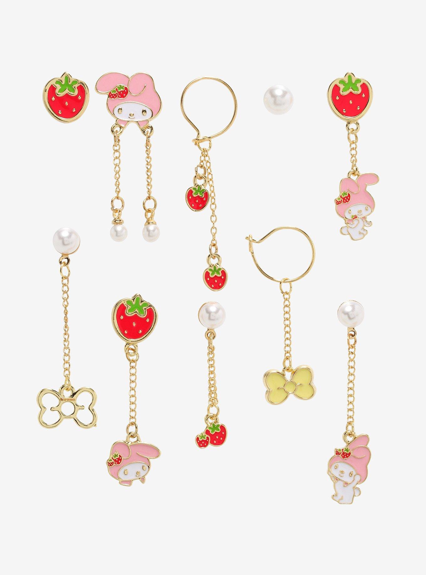 My Melody Strawberry Mismatch Earring Set, , hi-res