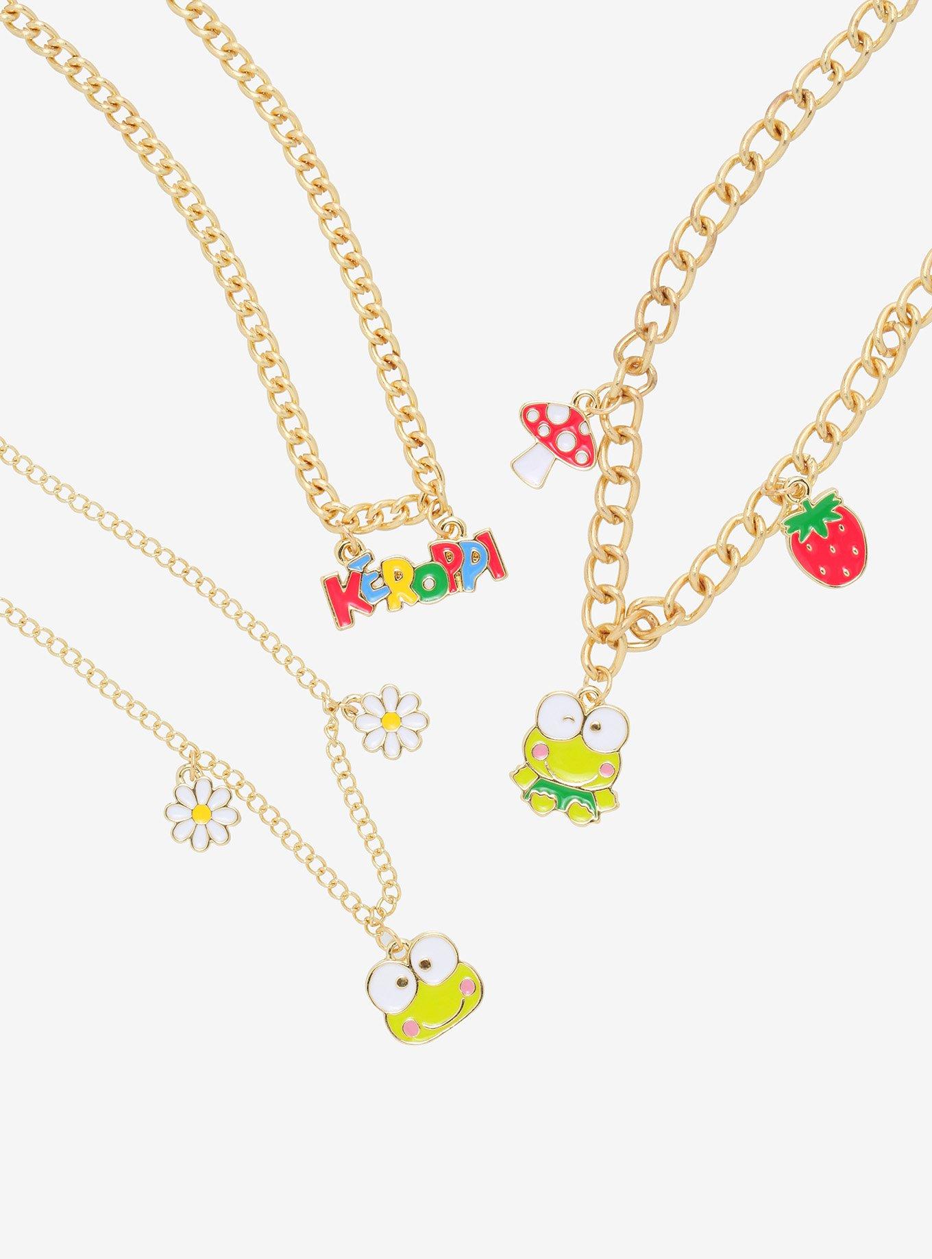 Keroppi Mushroom & Strawberry Charm Necklace Set, , hi-res