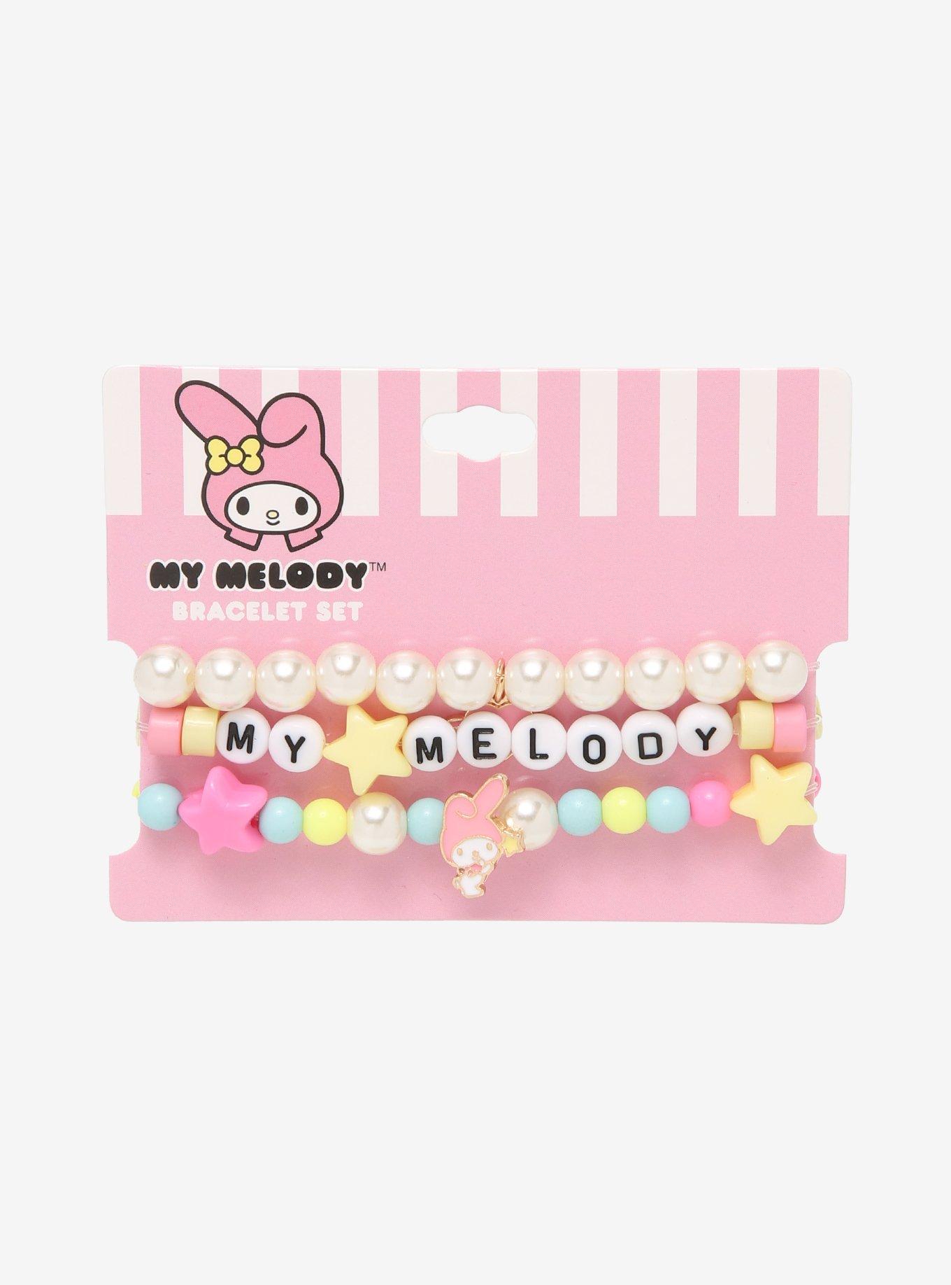 Sanrio Hot Pink Melody Hello Kitty Pearl Beaded Bracelet Mismatch Candy  Beads