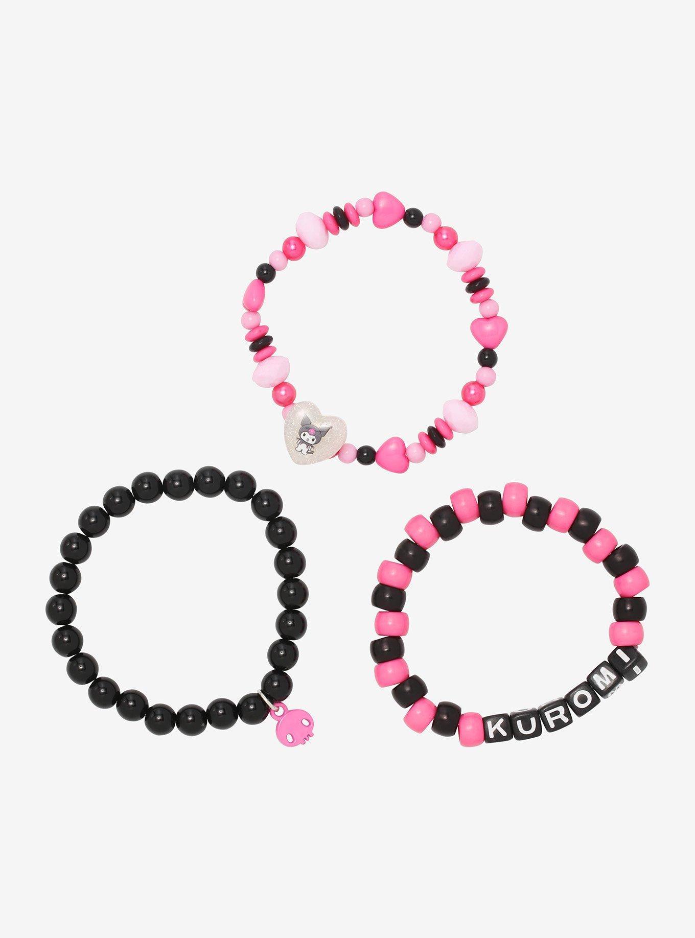 Kuromi Heart Beaded Bracelet Set