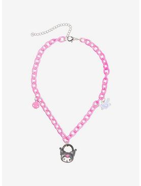 Kuromi Pink Chunky Chain Necklace, , hi-res