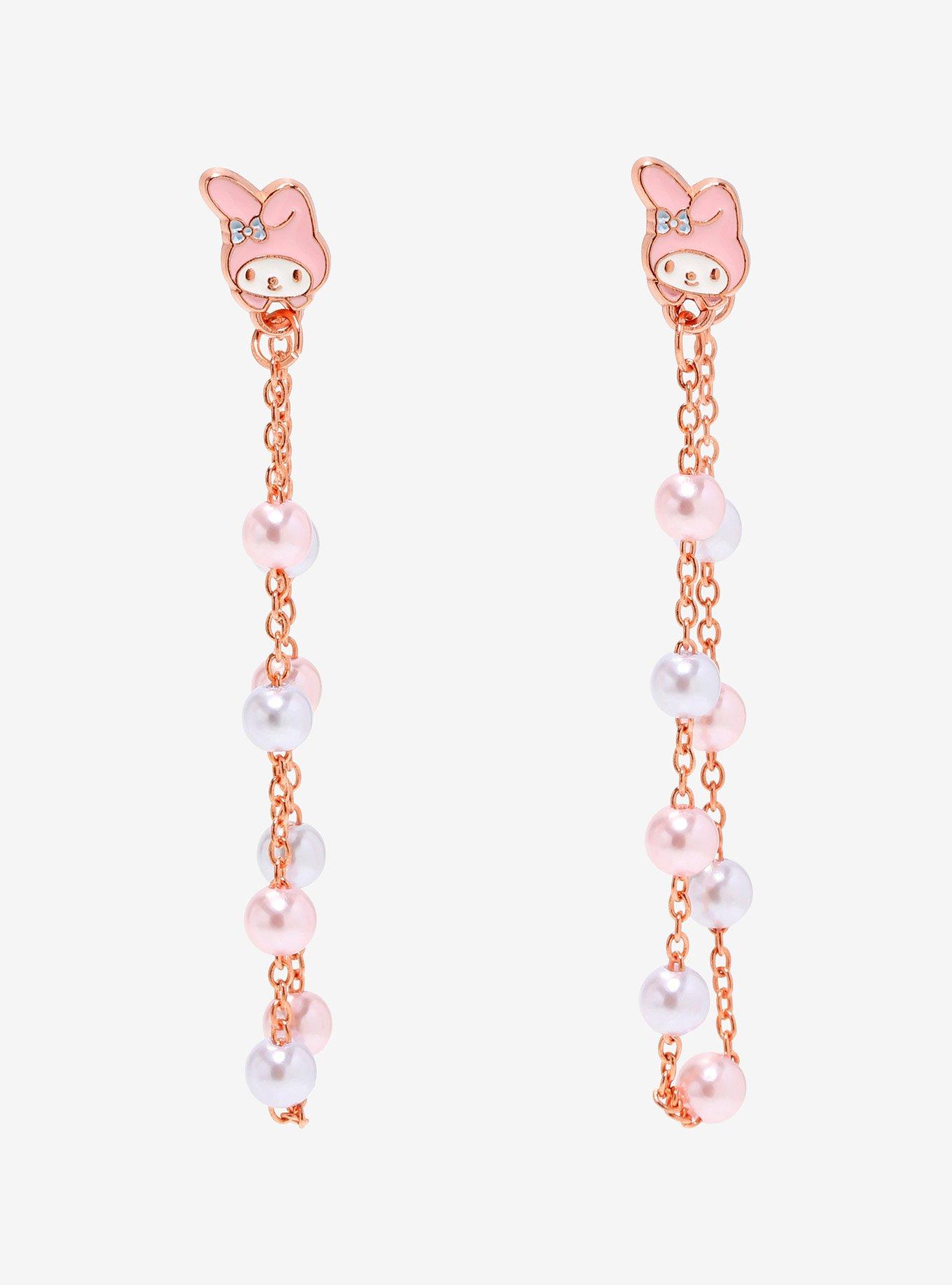 My Melody Pearl Chain Stud Earrings, , hi-res