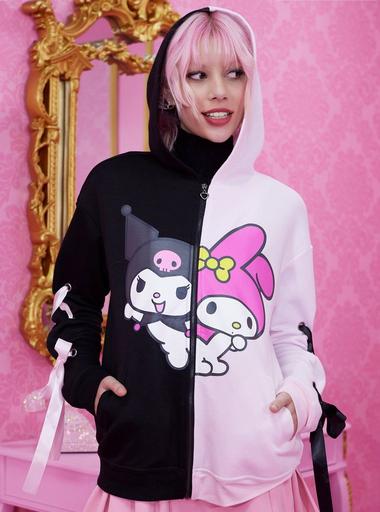 My Melody & Kuromi Split Lace-Up Girls Hoodie | Hot Topic