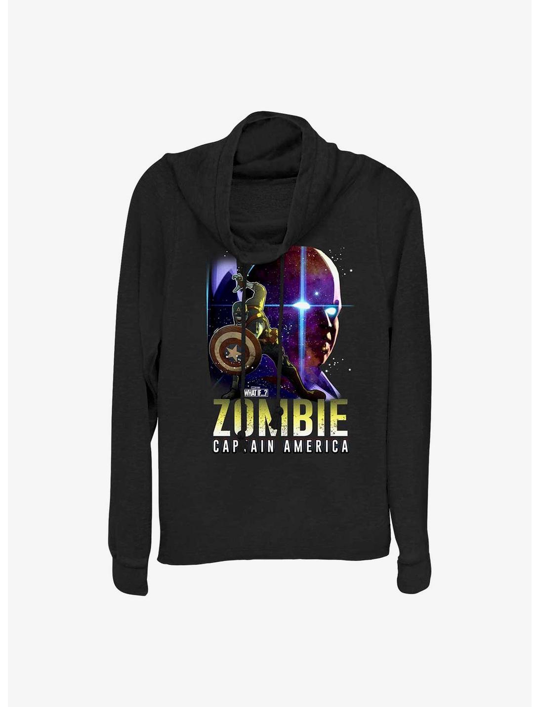 Marvel What If...? Zombie Captain America & The Watcher Cowlneck Long-Sleeve Girls Top, BLACK, hi-res
