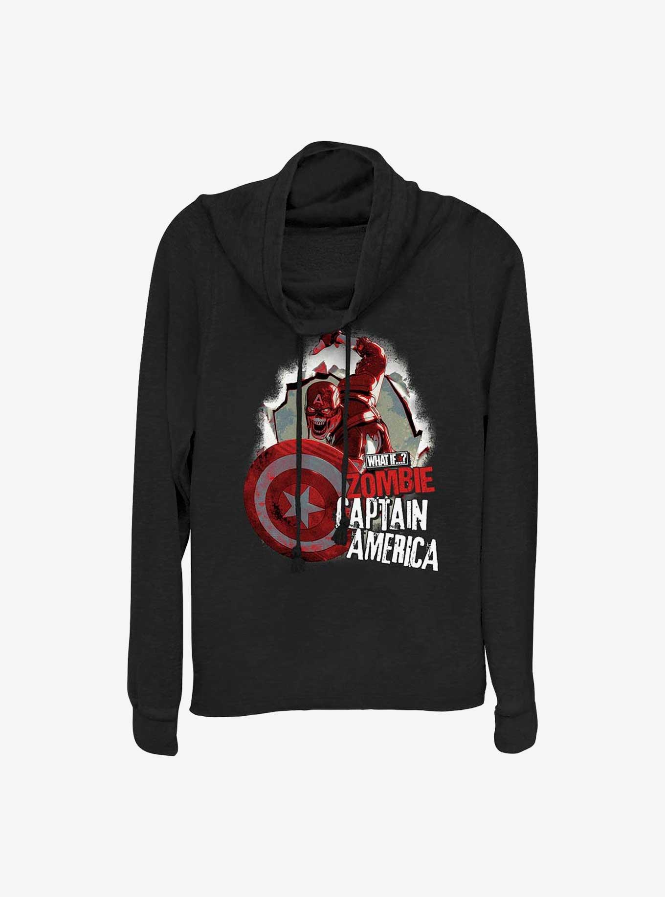 Marvel What If...? Breakthrough Zombie Captain America Cowlneck Long-Sleeve Girls Top, , hi-res