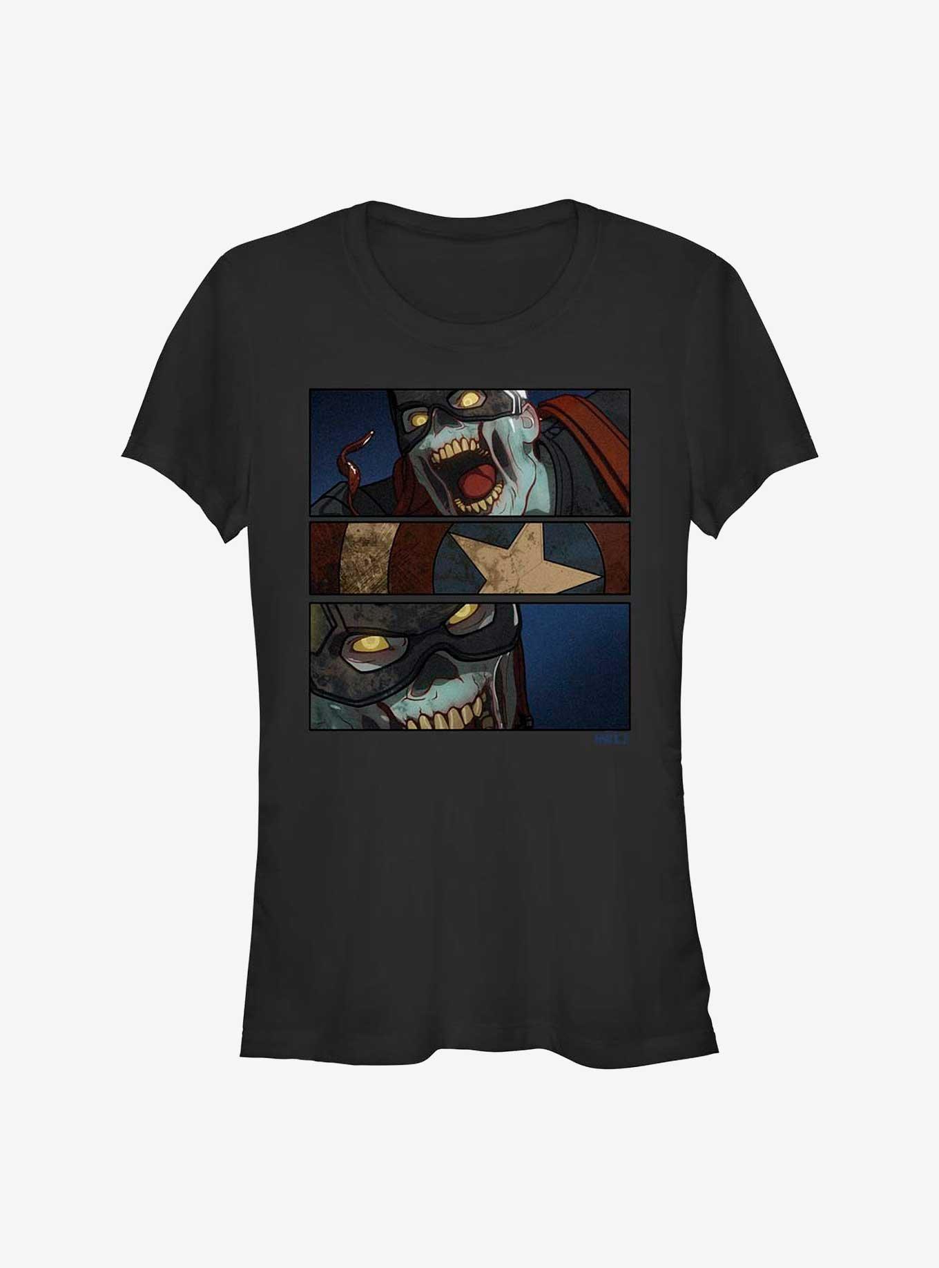 Marvel What If...? Tri-Panel Zombie Captain America Girls T-Shirt, BLACK, hi-res