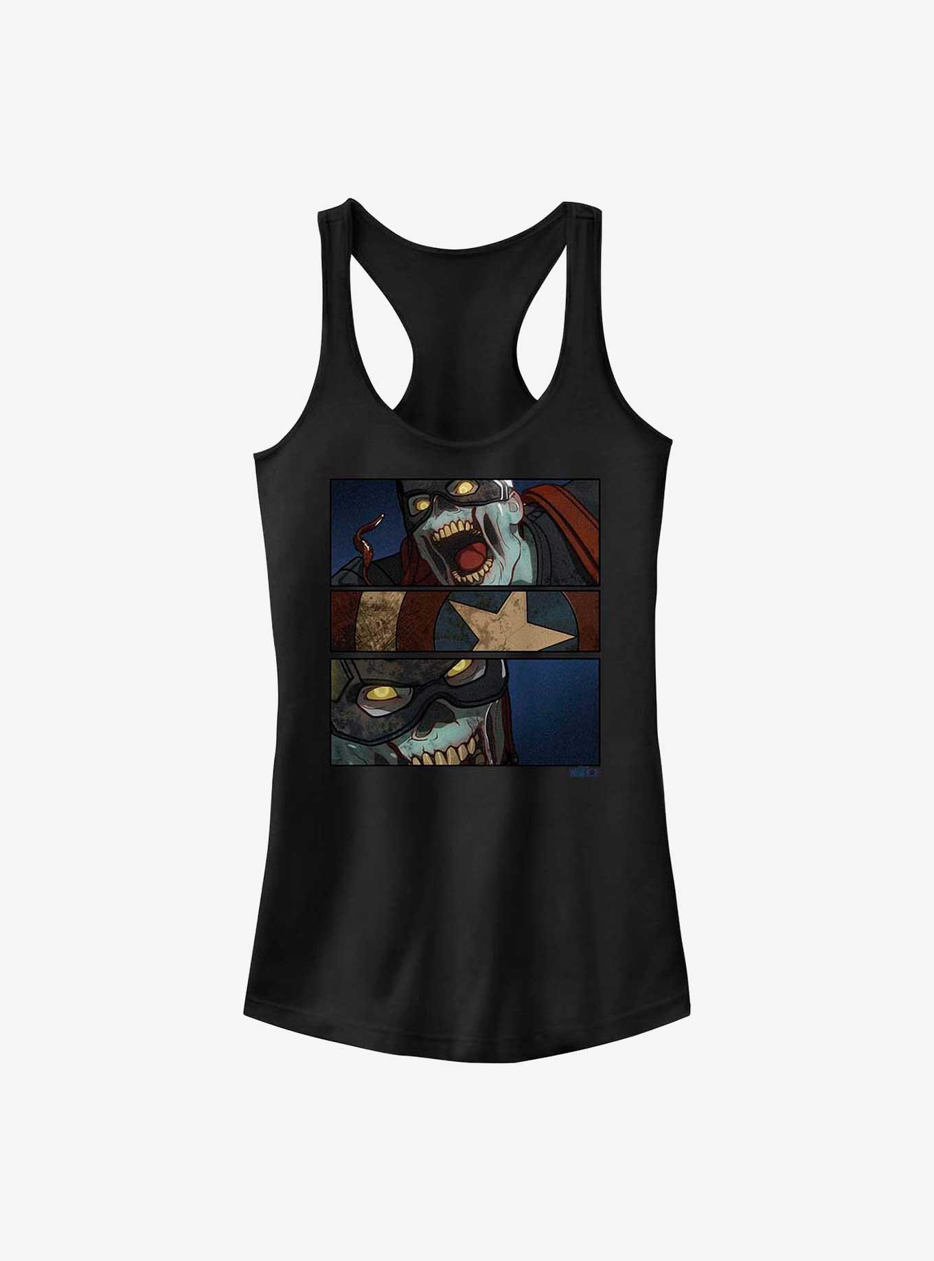 Marvel What If...? Tri-Panel Zombie Captain America Girls Tank, BLACK, hi-res