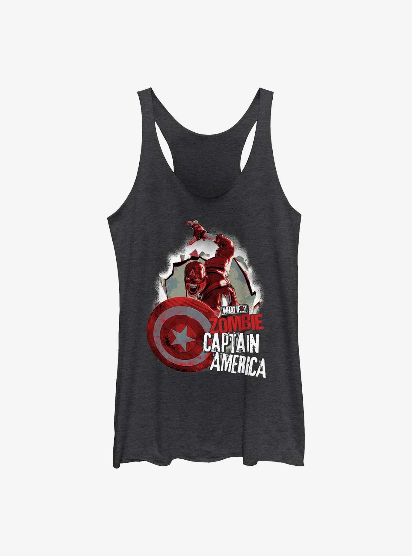 Marvel What If...? Breakthrough Zombie Captain America Girls Tank, BLK HTR, hi-res