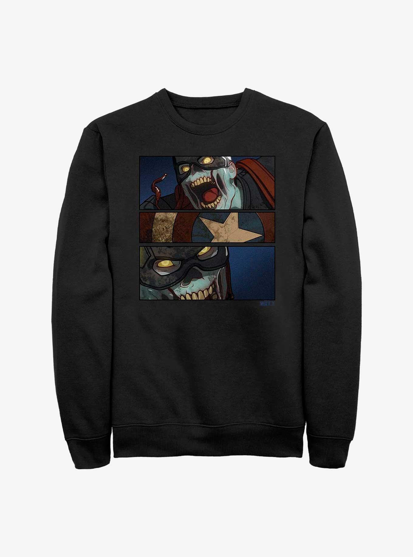 Marvel What If...? Tri-Panel Zombie Captain America Sweatshirt, BLACK, hi-res