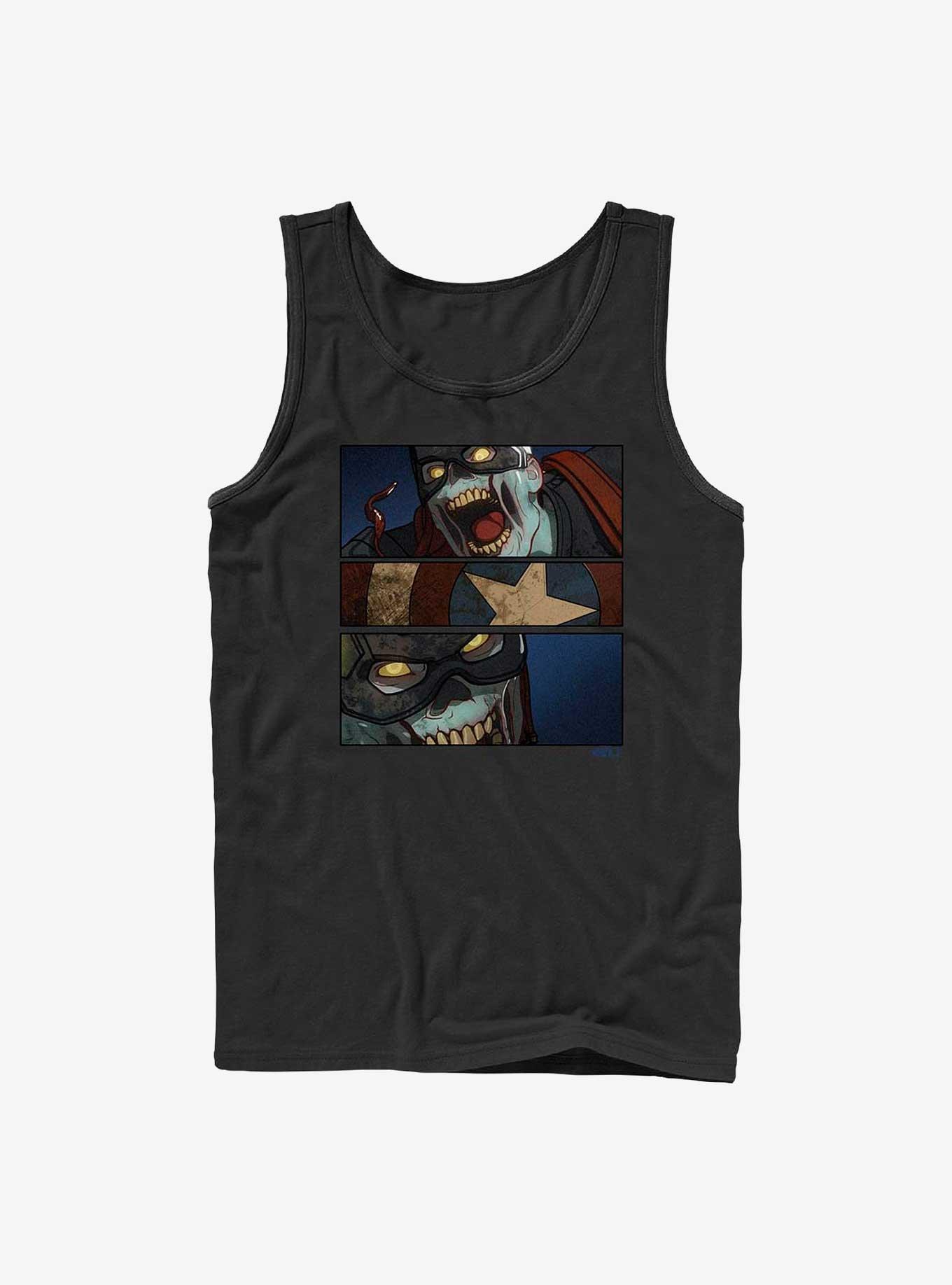 Marvel What If...? Tri-Panel Zombie Captain America Tank, BLACK, hi-res