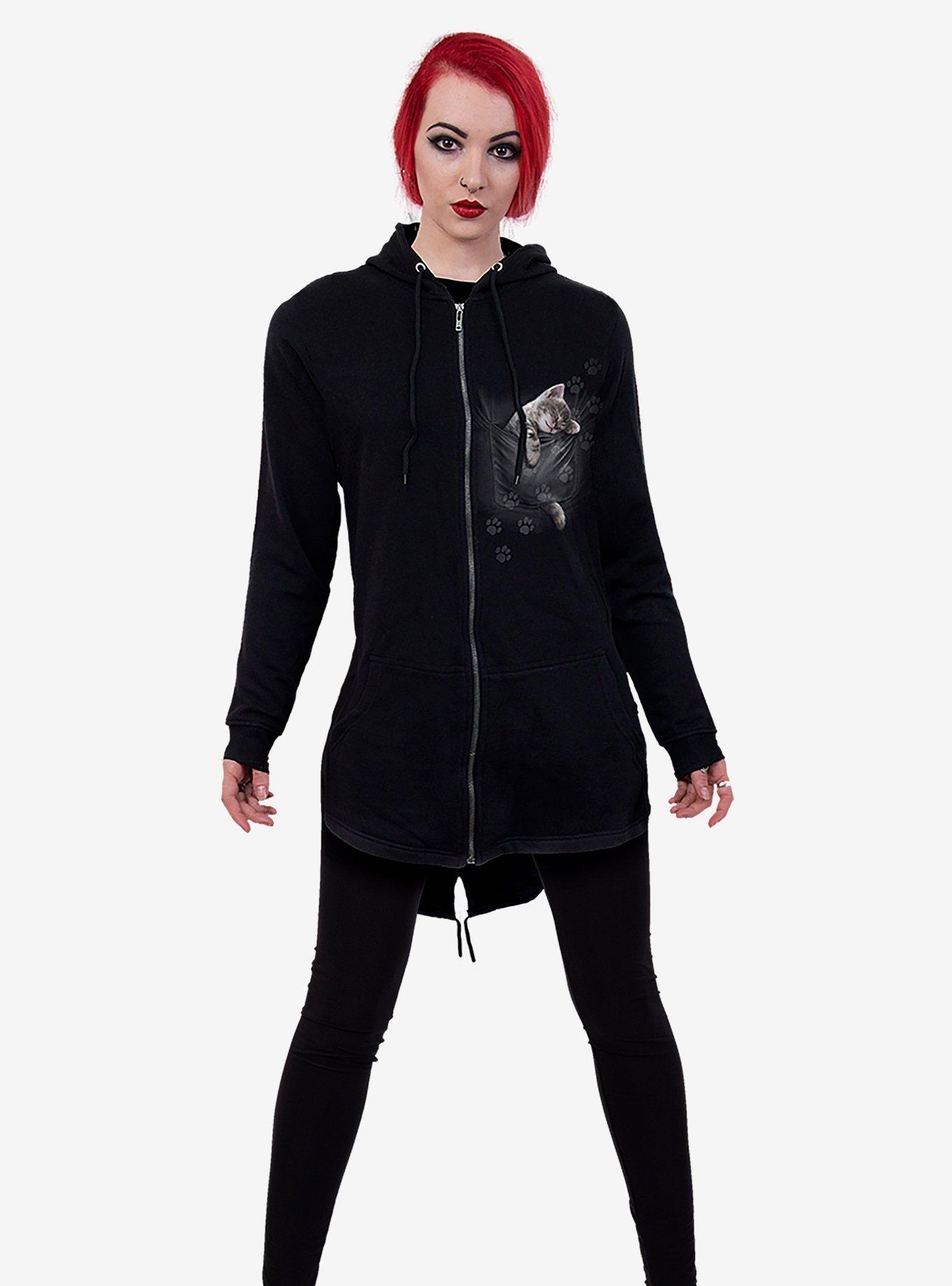 Pocket Kitten Fish Tail Zip Hoodie, , hi-res