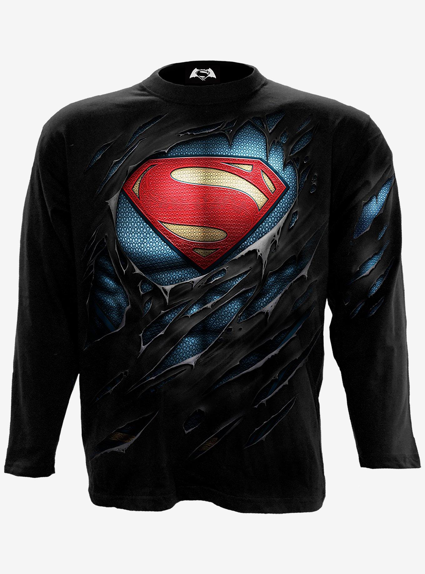 Superman Ripped Detail Long-Sleeve, BLACK, hi-res