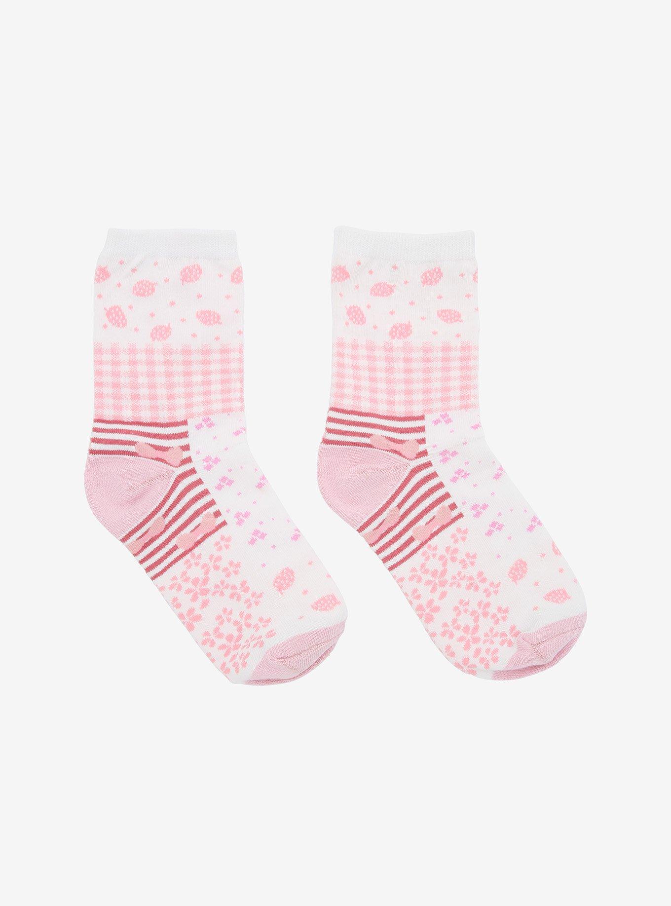Pink Patchwork Crew Socks | Hot Topic
