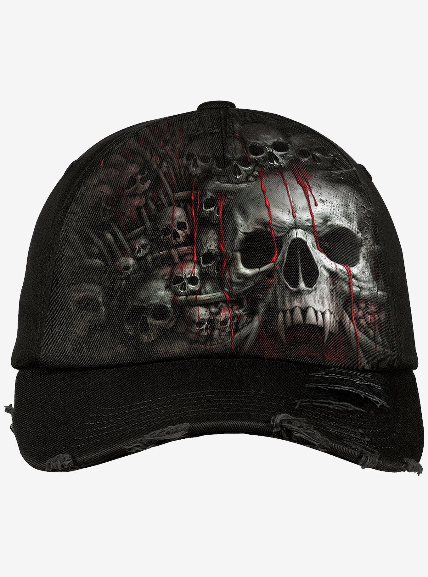 Skull Ribs Distressed Dad Cap, , hi-res