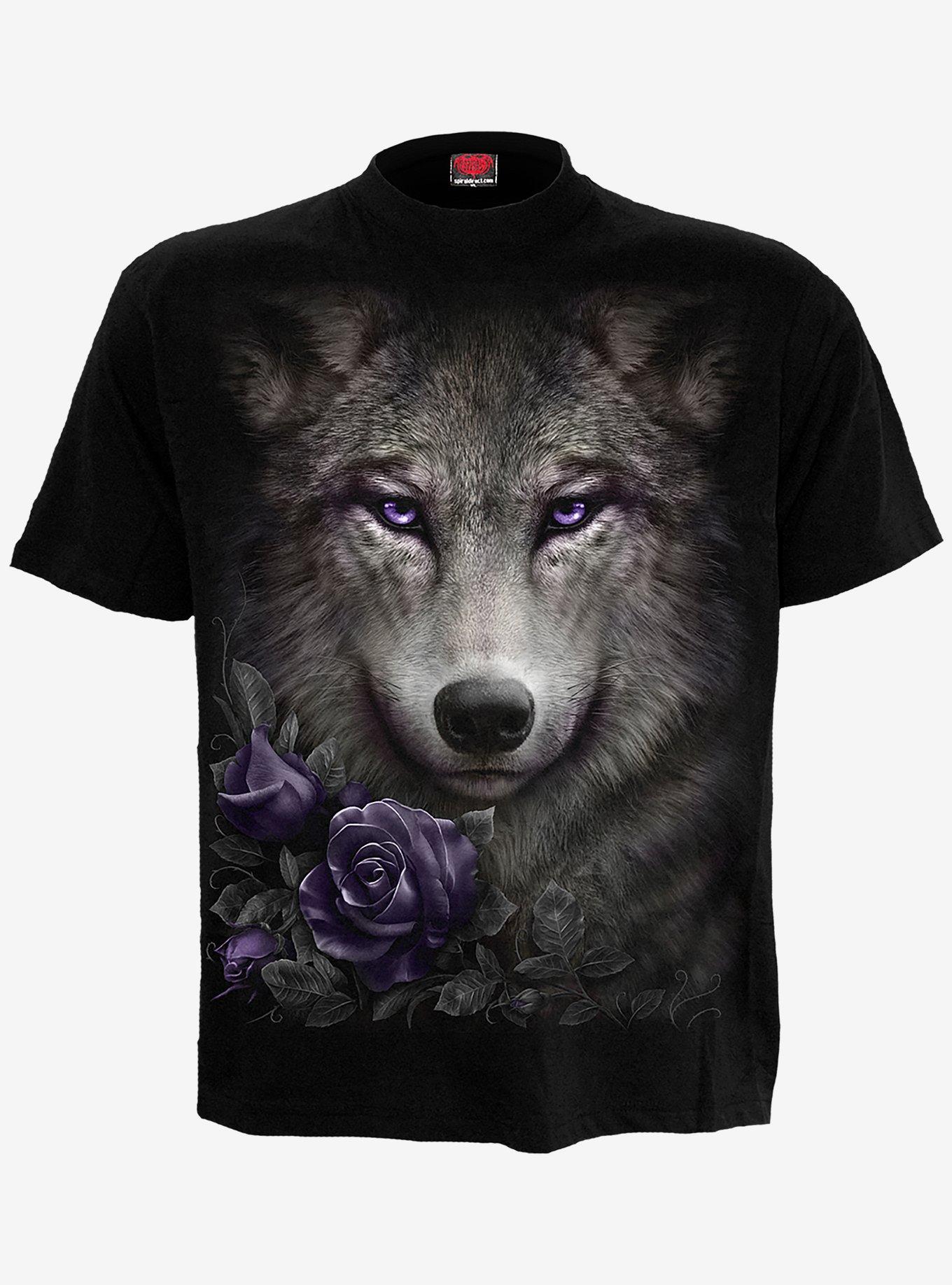 Wolf Roses T-Shirt, BLACK, hi-res