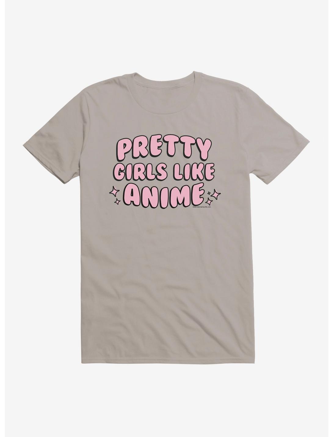 Adorned By Chi Pretty Girls Like Anime T-Shirt, LIGHT GREY, hi-res