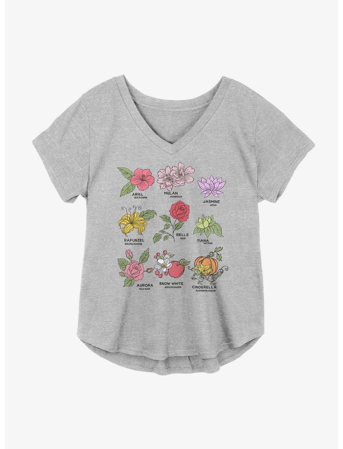 Disney Princesses Flower Icons Girls Plus Size T-Shirt, HEATHER GR, hi-res